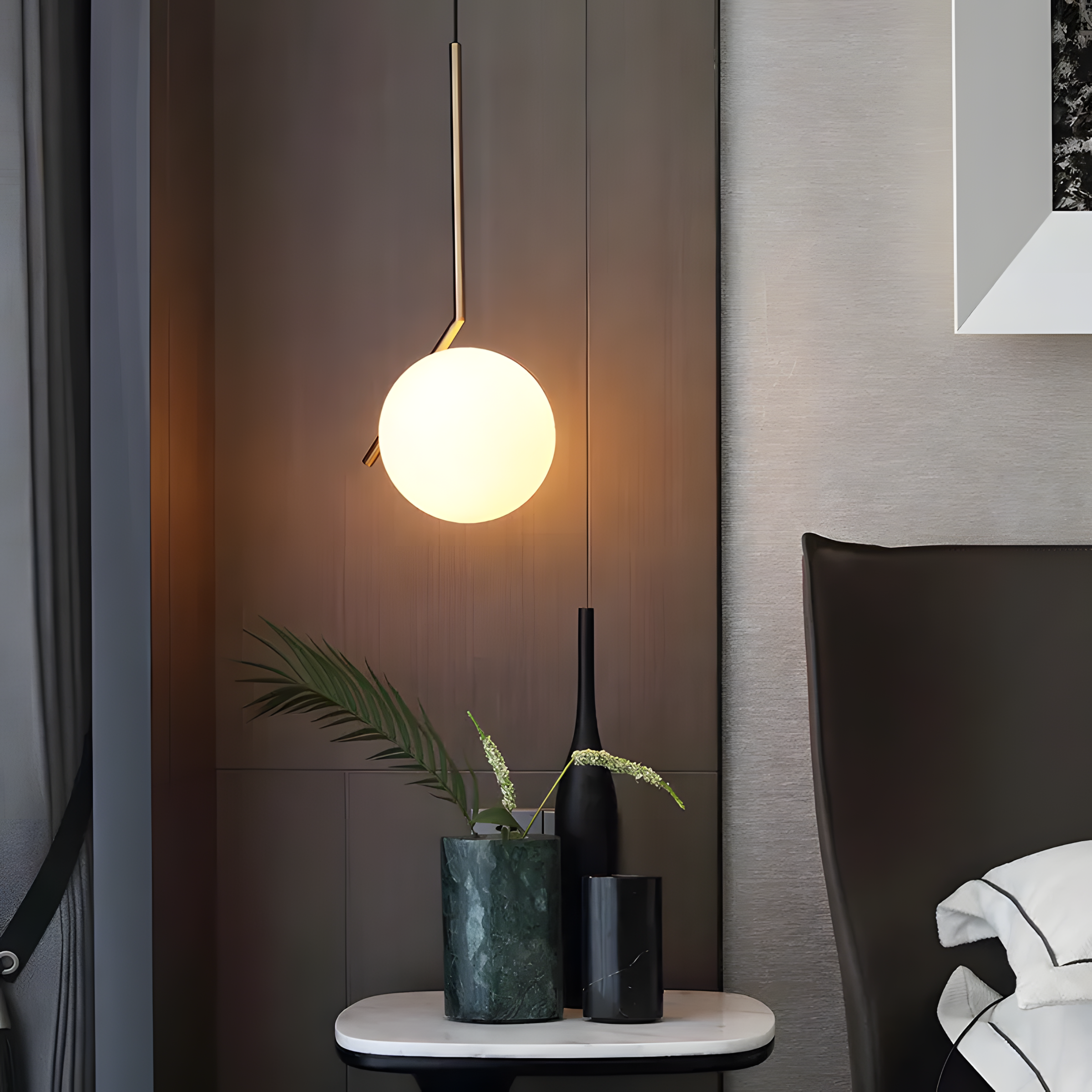 Lampa Sufitowa Wisząca Szklana Kula G106-1w Złota Biała  9