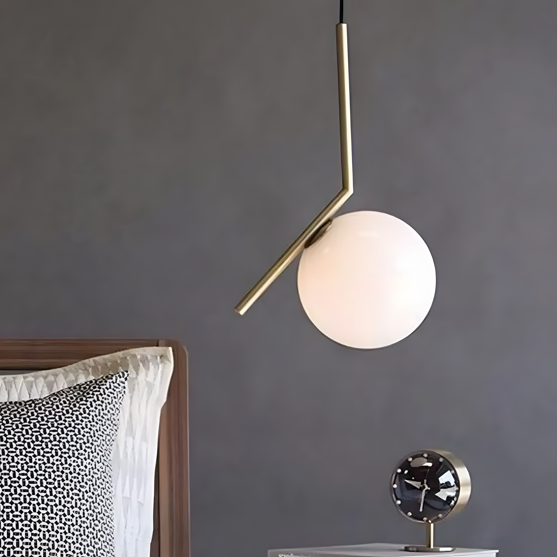 Lampa Sufitowa Wisząca Szklana Kula G106-1w Złota Biała  5