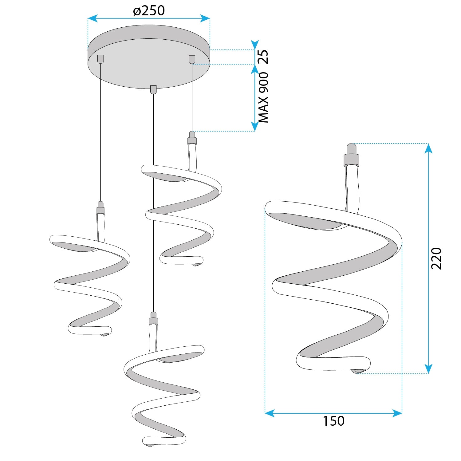 Lampa Wisząca Led G075-3cpr Złota  8