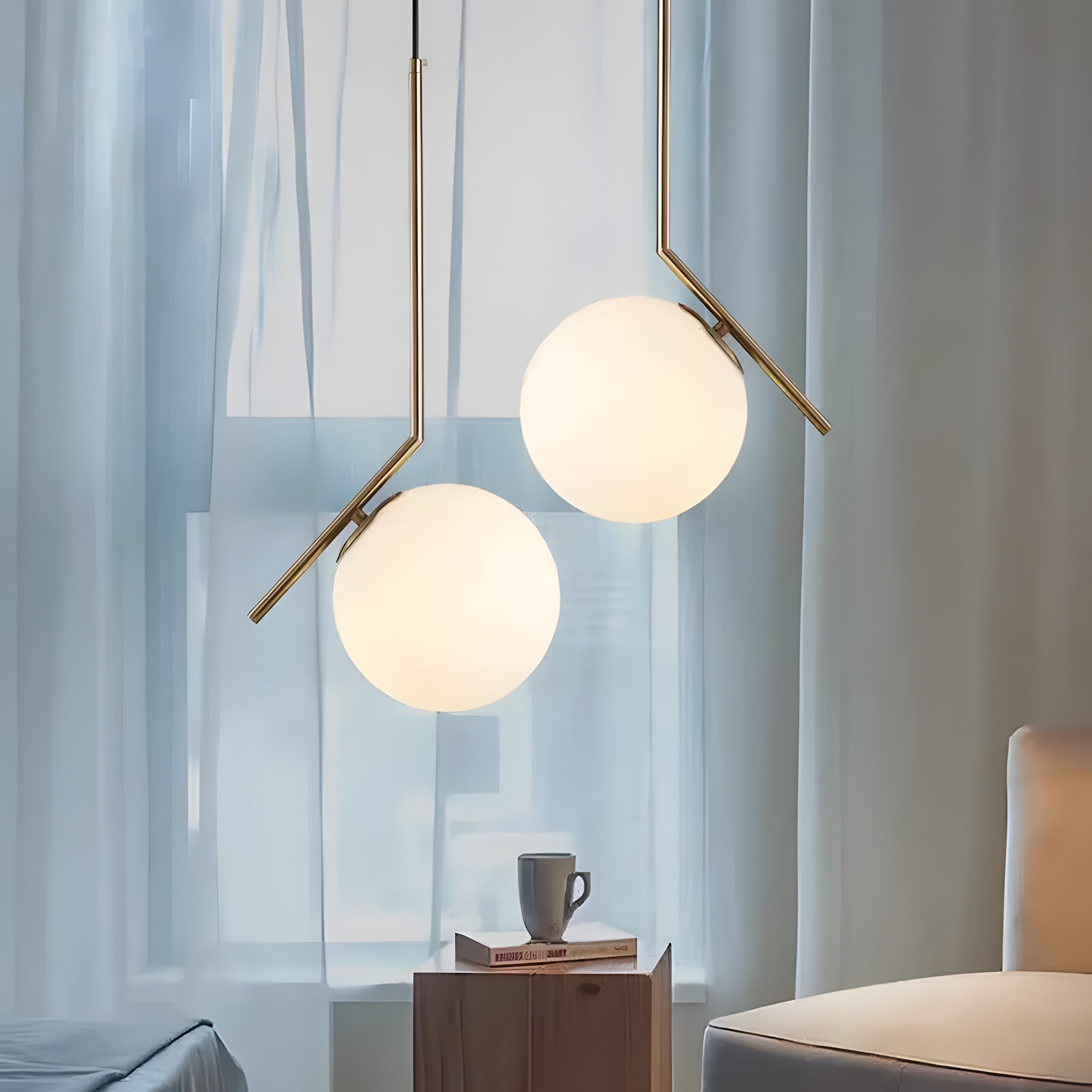 Lampa Sufitowa Wisząca Szklana Kula G106-1w Złota Biała  6