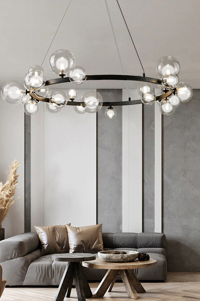 Lampa Sufitowa Wisząca Ze Szklanymi Kulami Na Obręczy APP906-15CP  6
