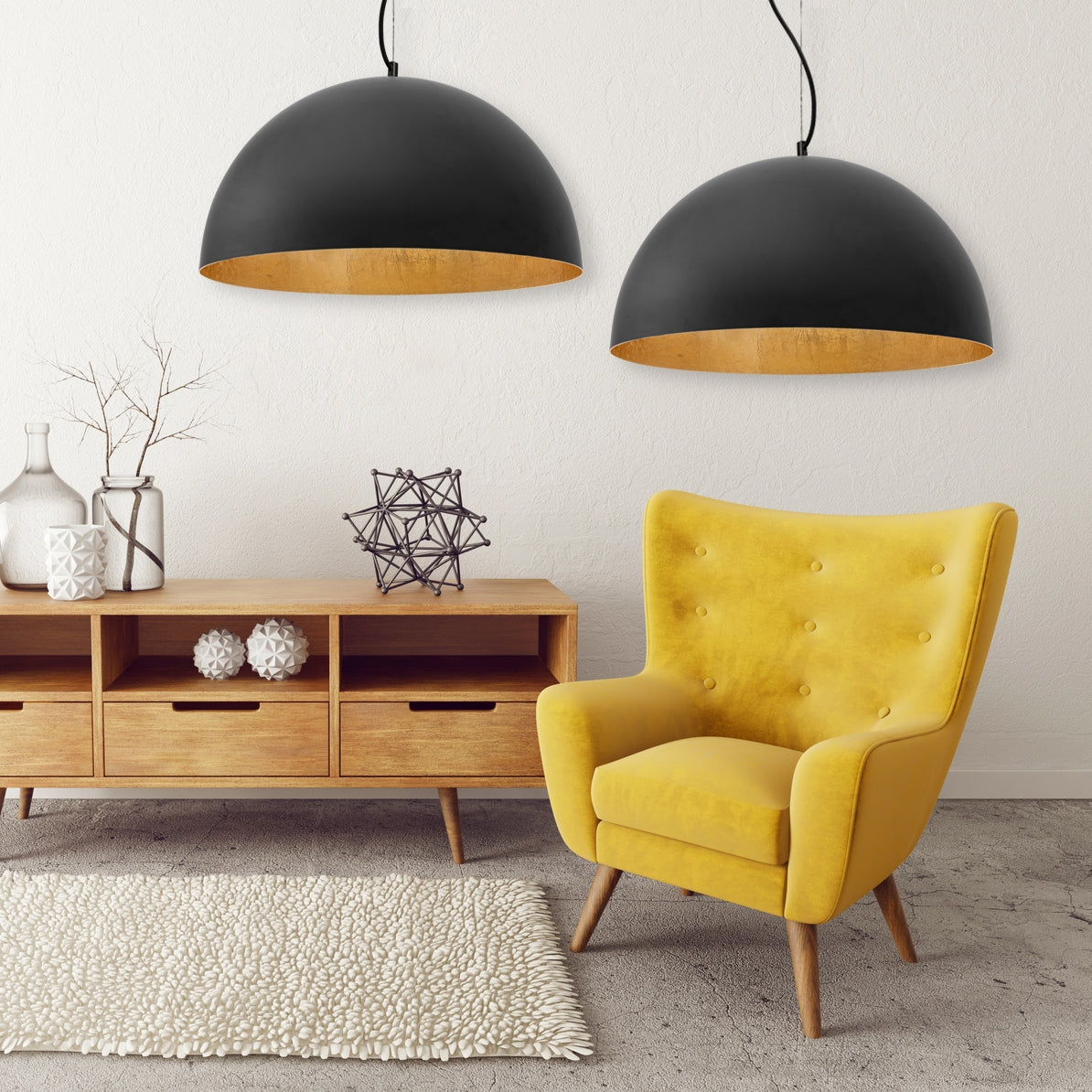 Lampa Sufitowa Wisząca Misa Metalowa 50cm APP379-1CP Czarna  6