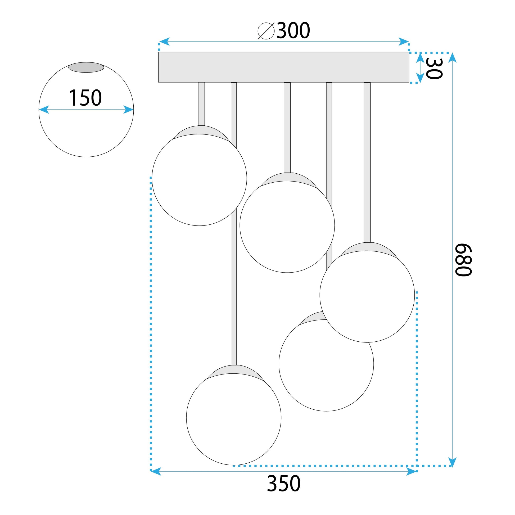 Lampa Sufitowa Wisząca APP1818-5CPR Gold  5
