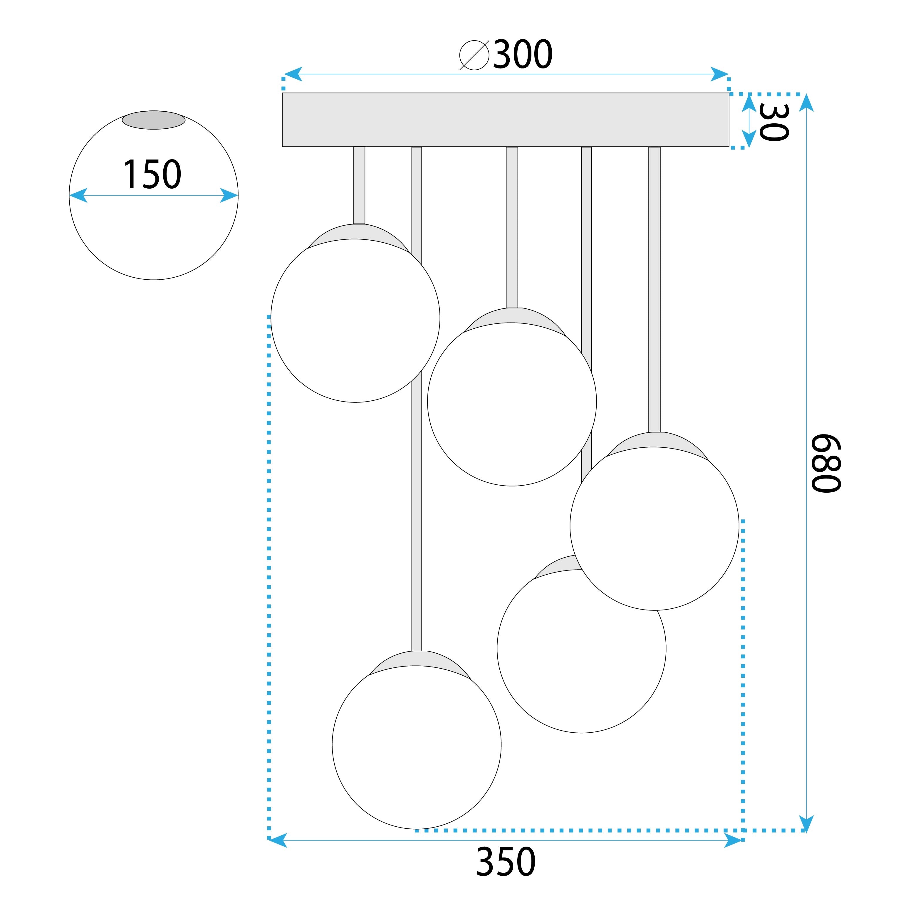 Lampa Sufitowa Wisząca APP1818-5CPR Gold  5