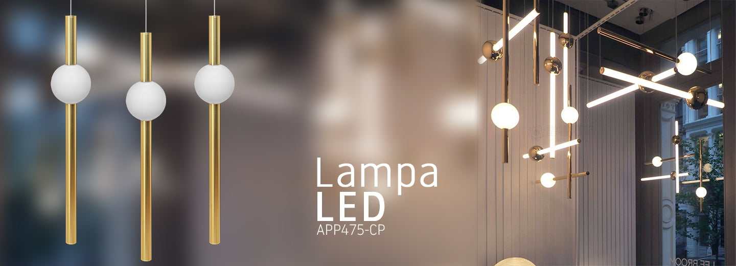 Lampa Sufitowa Wisząca Długa Led App475-cp Złota  9
