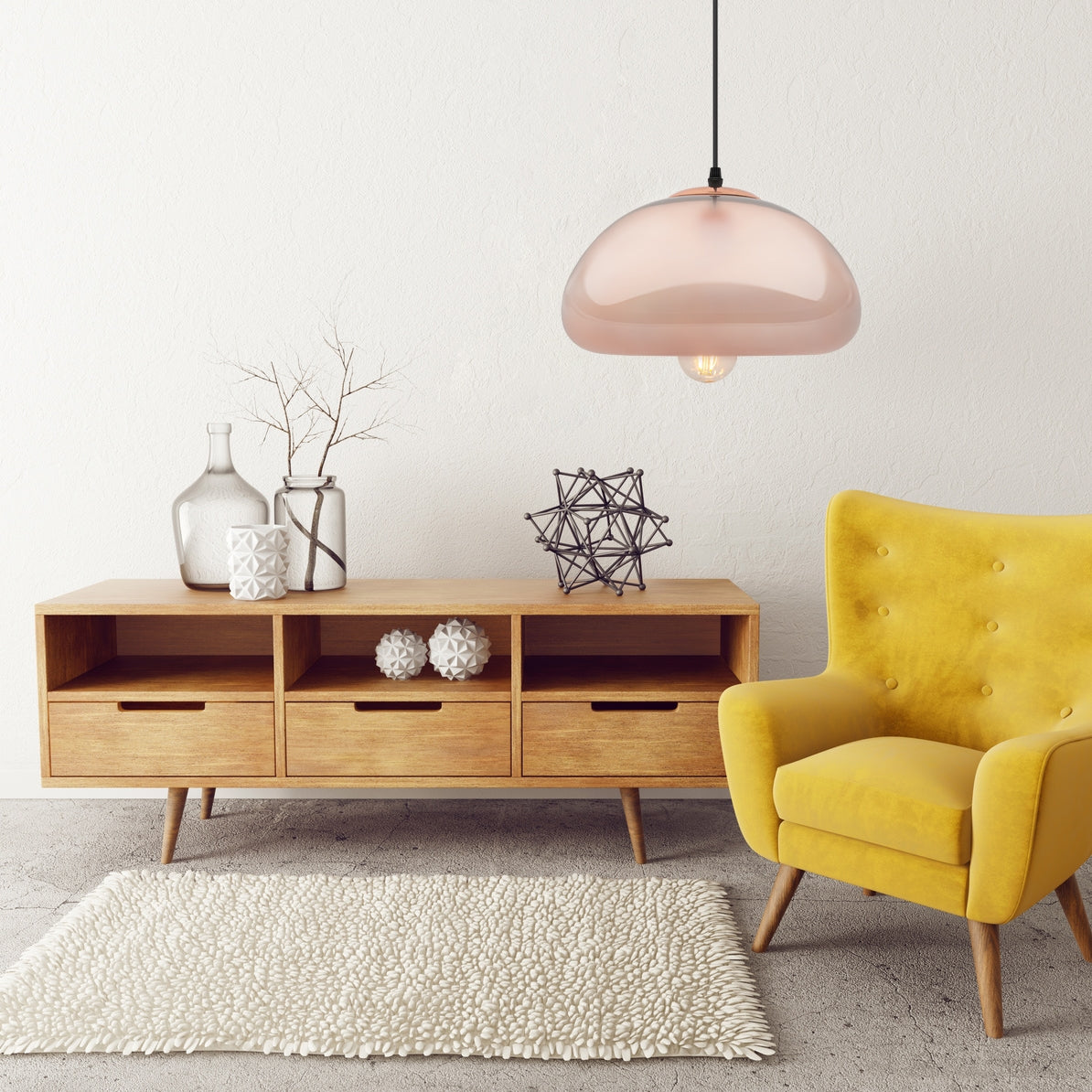 Lampa Sufitowa Wisząca Szklana Lustrzana APP323-1CP Złota  4