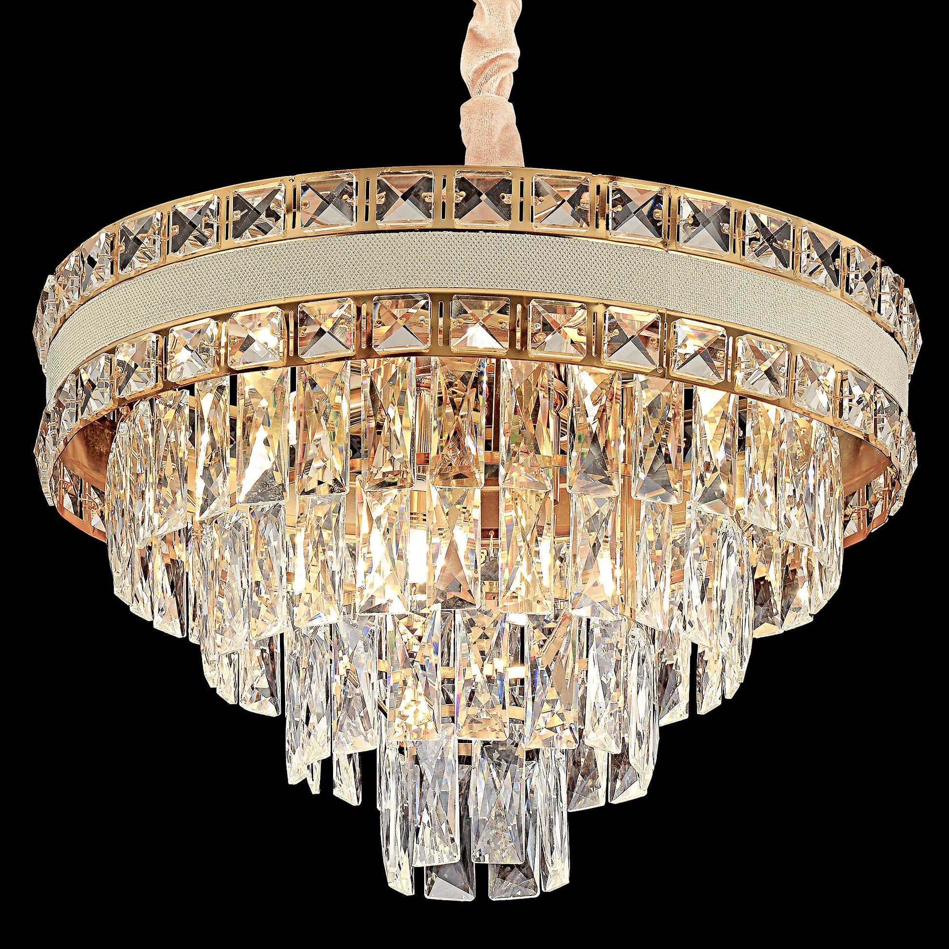 Lampa Wisząca Z Kryształami G048-cp 50cm Złota  4