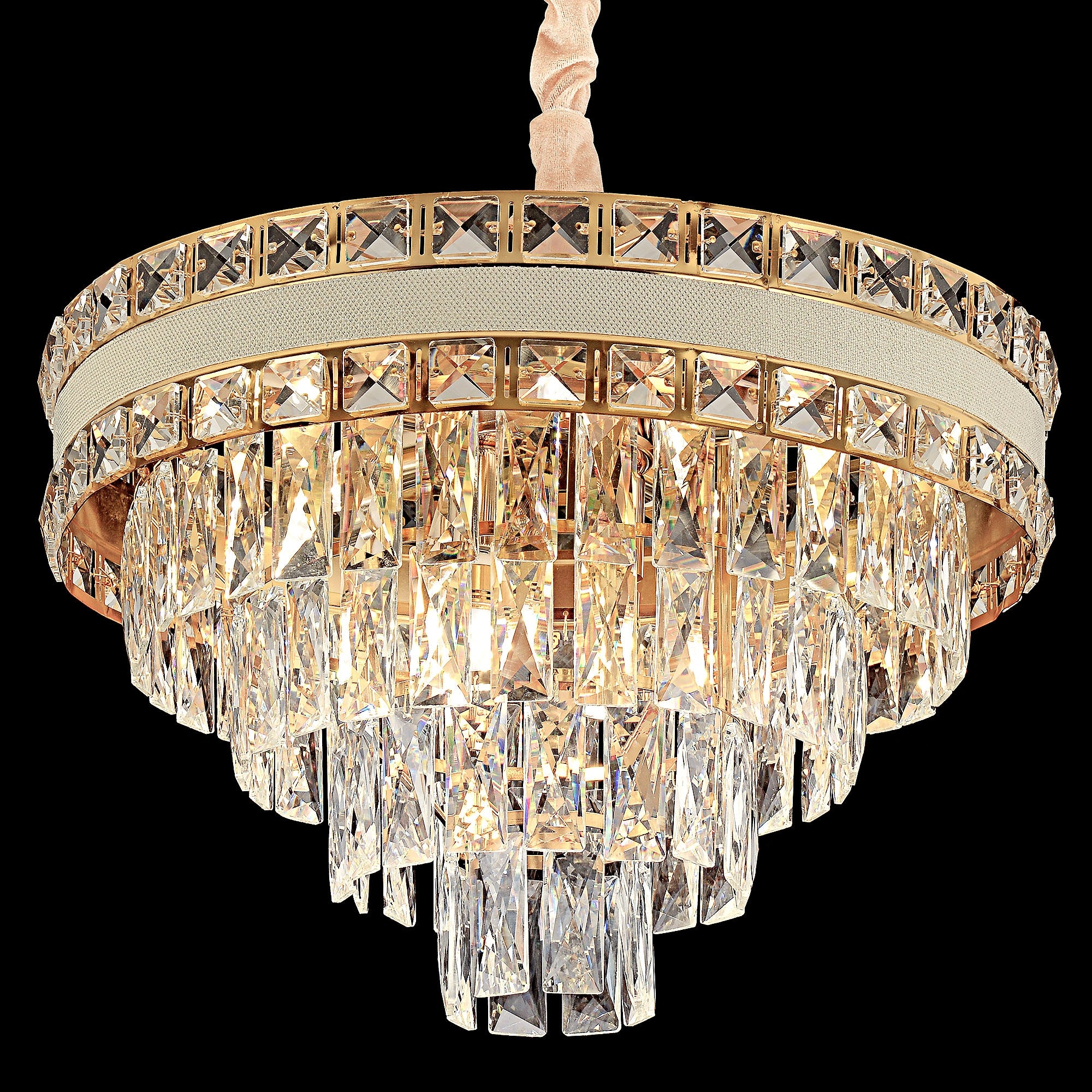 Lampa Wisząca Z Kryształami G048-cp 50cm Złota  4