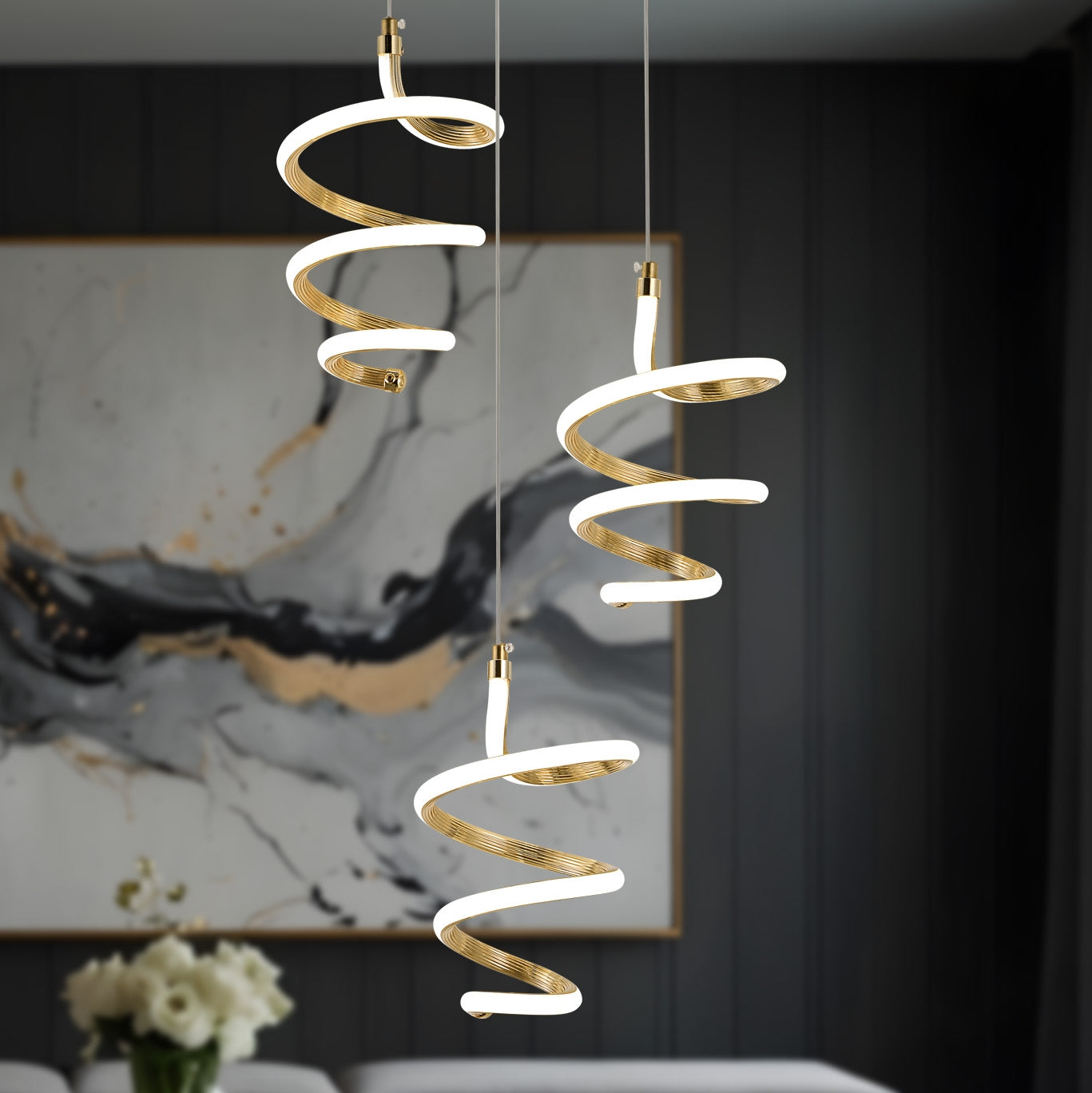 Lampa Wisząca Led G075-3cpr Złota  7