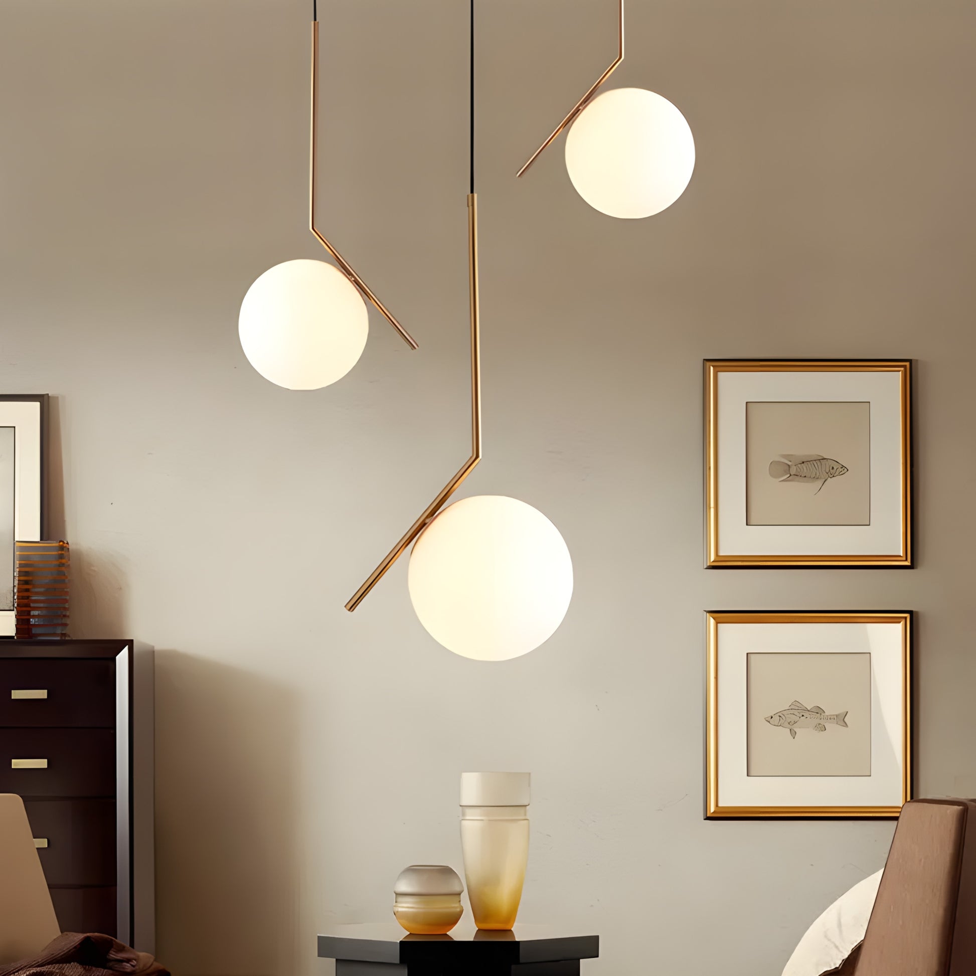 Lampa Sufitowa Wisząca Szklana Kula G106-1w Złota Biała  7