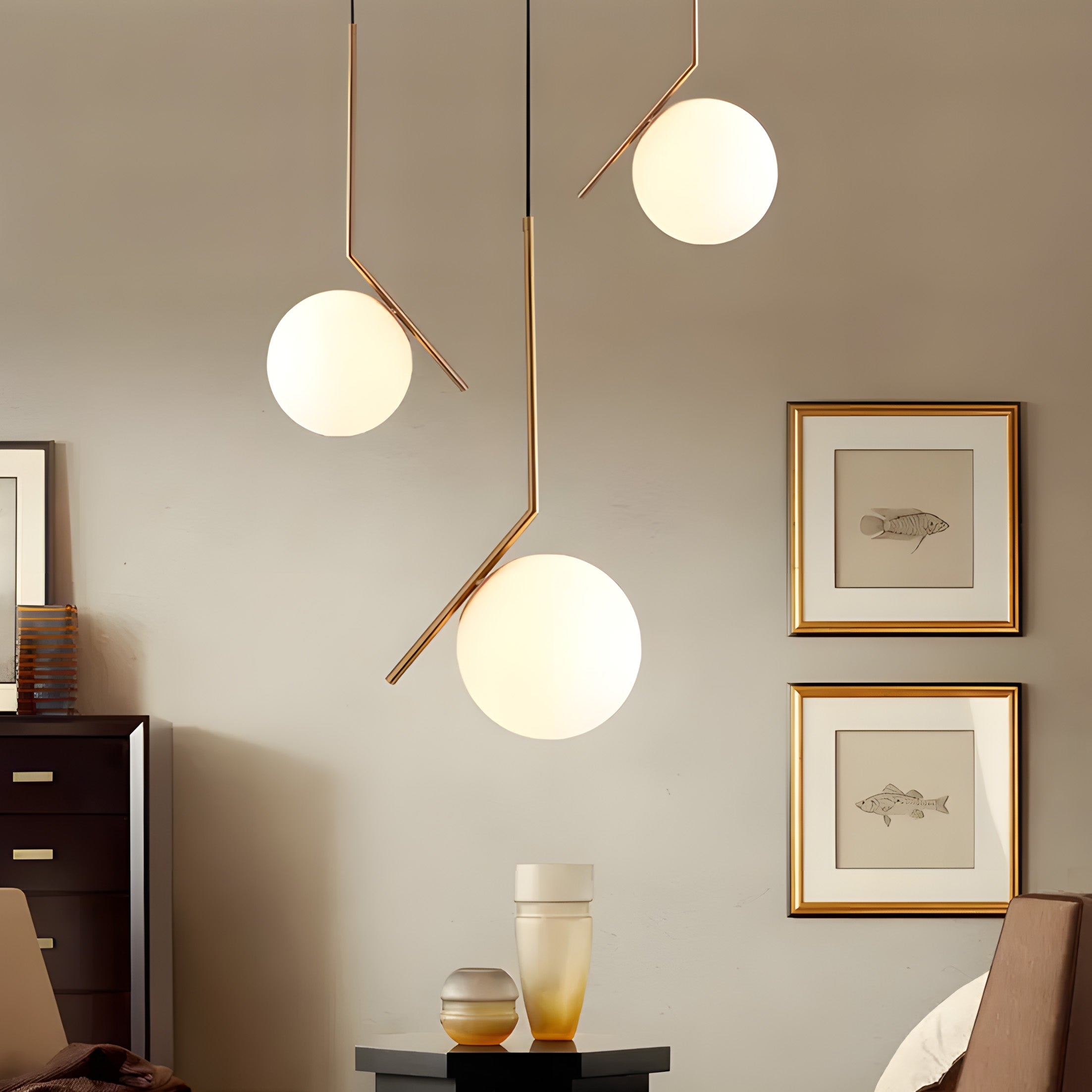 Lampa Sufitowa Wisząca Szklana Kula G106-1w Złota Biała  7