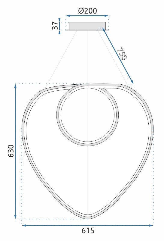 Lampa Sufitowa Wisząca Loop Led + Pilot App796-cp Czarna  10