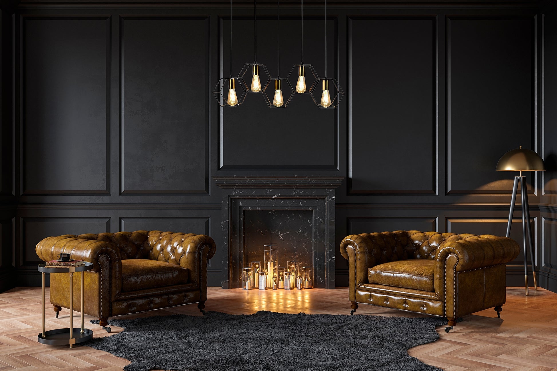 Lampa Wisząca APP1133-5CP Czarno Złota  6