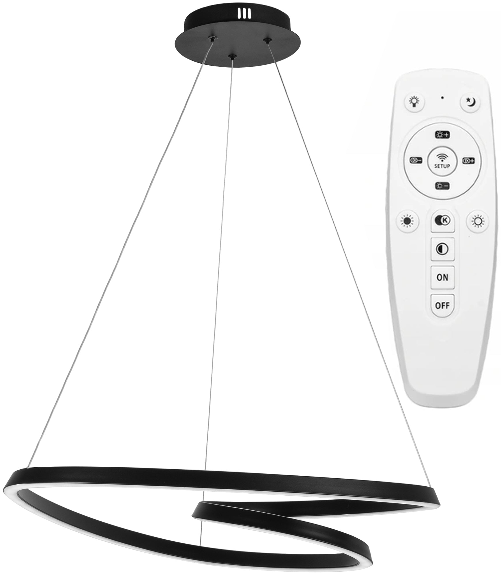 Lampa Sufitowa Wisząca Loop Led + Pilot App796-cp Czarna  2