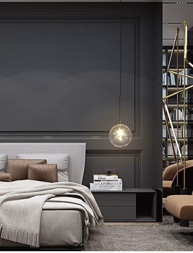 Lampa Sufitowa Wisząca Szklana Kula Czarny Chrom 20cm APP1685-1CP  5