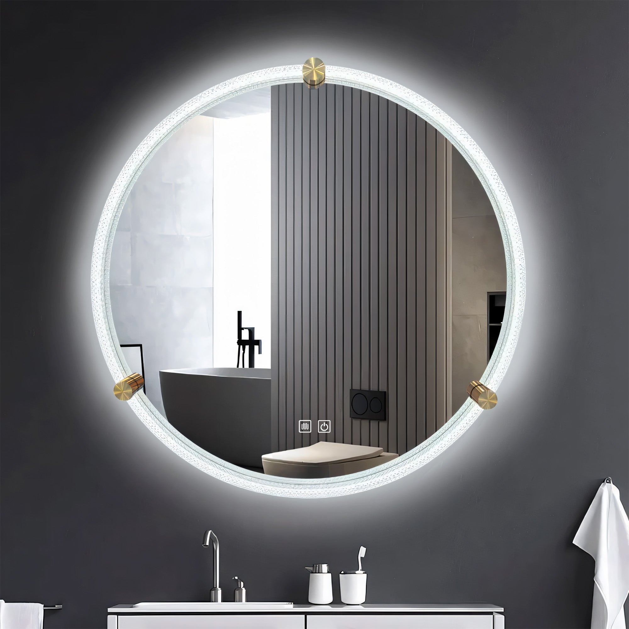 Lustro Ścienne Led Z Ramą 60cm 106  4