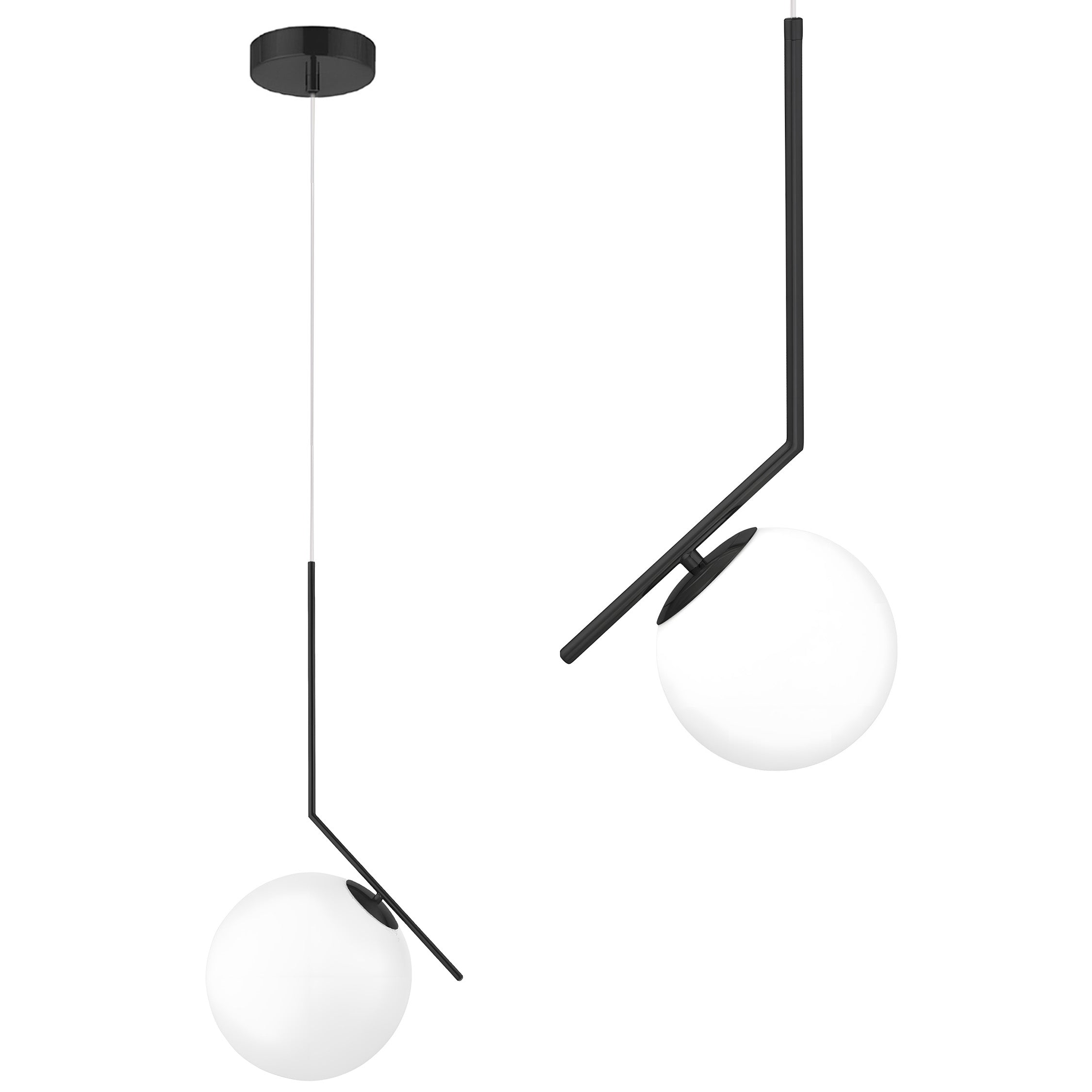 Lampa Sufitowa Wisząca Szklana Kula G107-1w Czarna Biała  1
