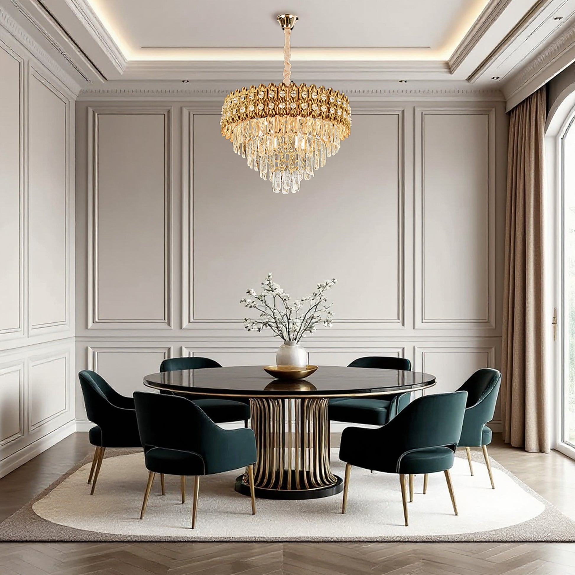 Lampa Wisząca Z Kryształami G058-cp 60cm Złota  4