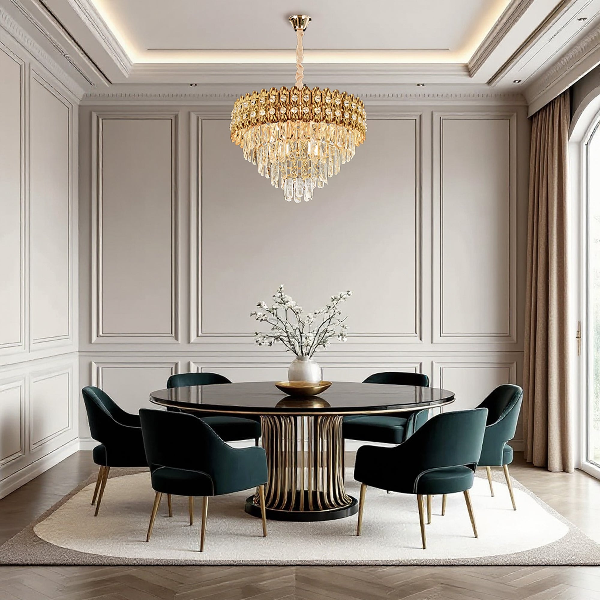 Lampa Wisząca Z Kryształami G058-cp 60cm Złota  4