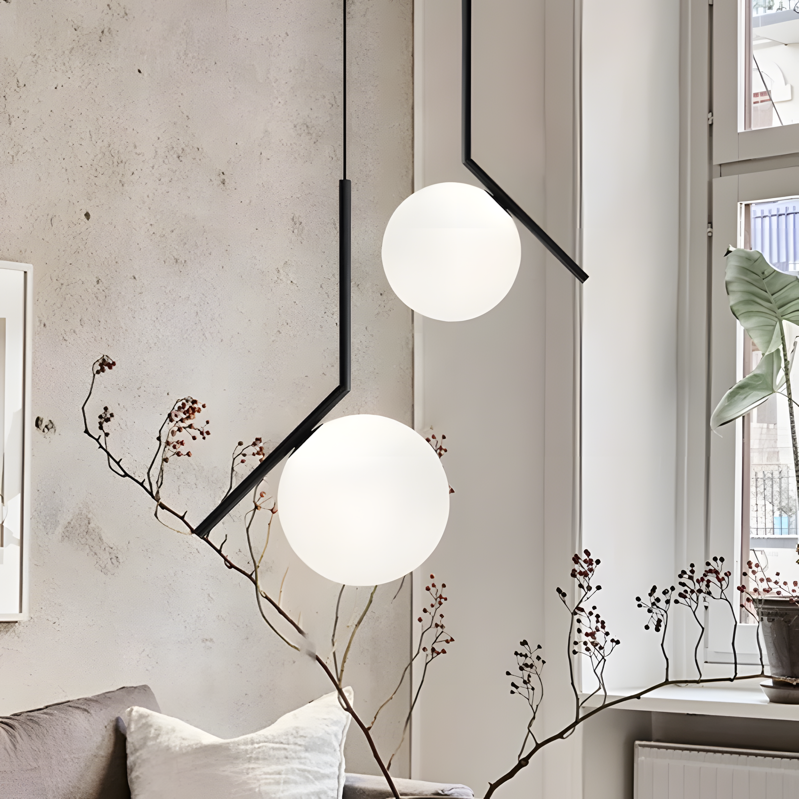 Lampa Sufitowa Wisząca Szklana Kula G107-1w Czarna Biała  6