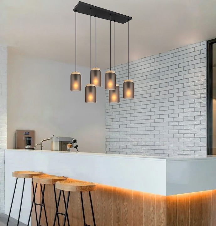 Lampa Sufitowa Wisząca APP1813-6CP Frosted Grey  4