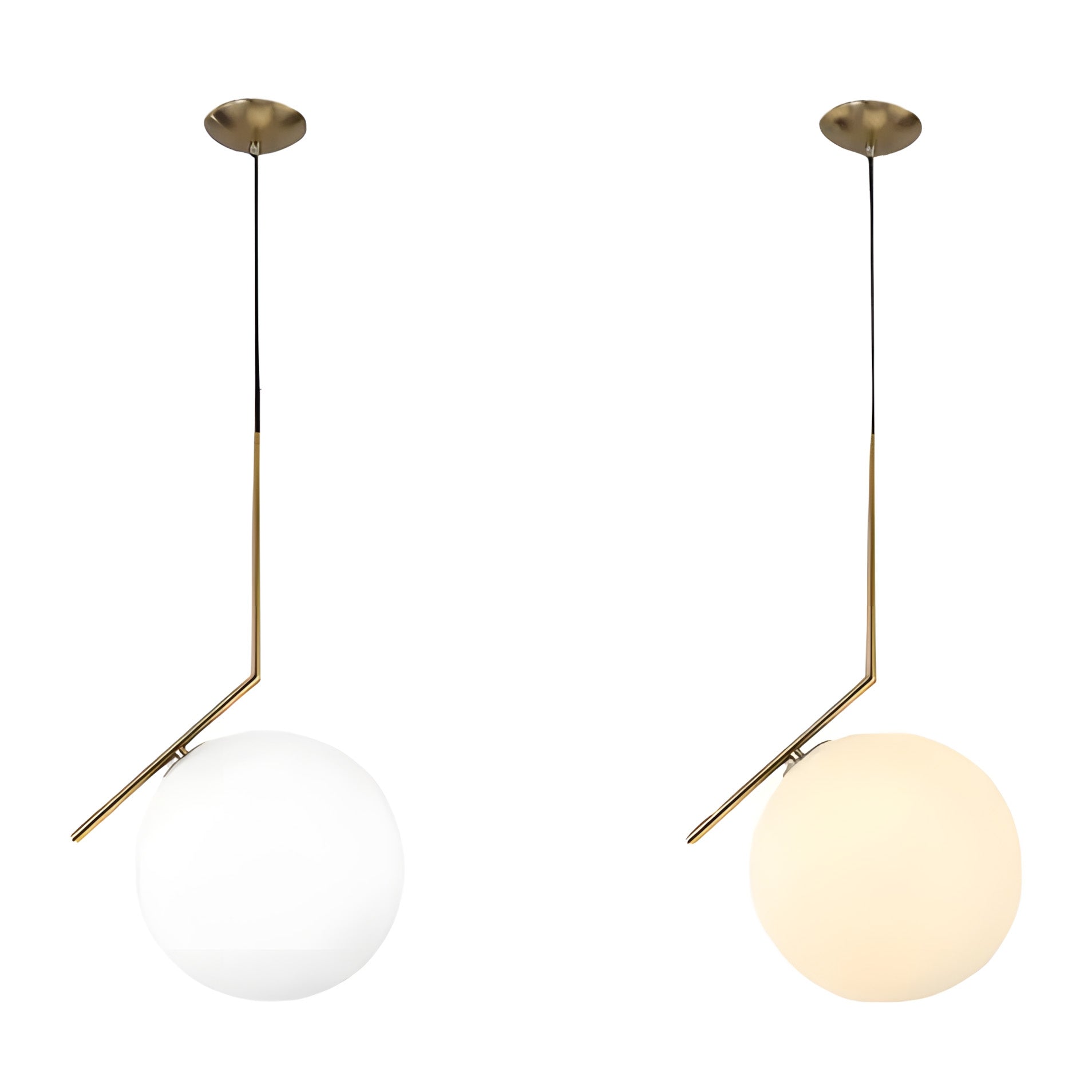 Lampa Sufitowa Wisząca Szklana Kula G106-1w Złota Biała  3