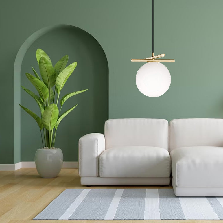 Złota Lampa Wisząca Biała Kula APP1667-1CP  5