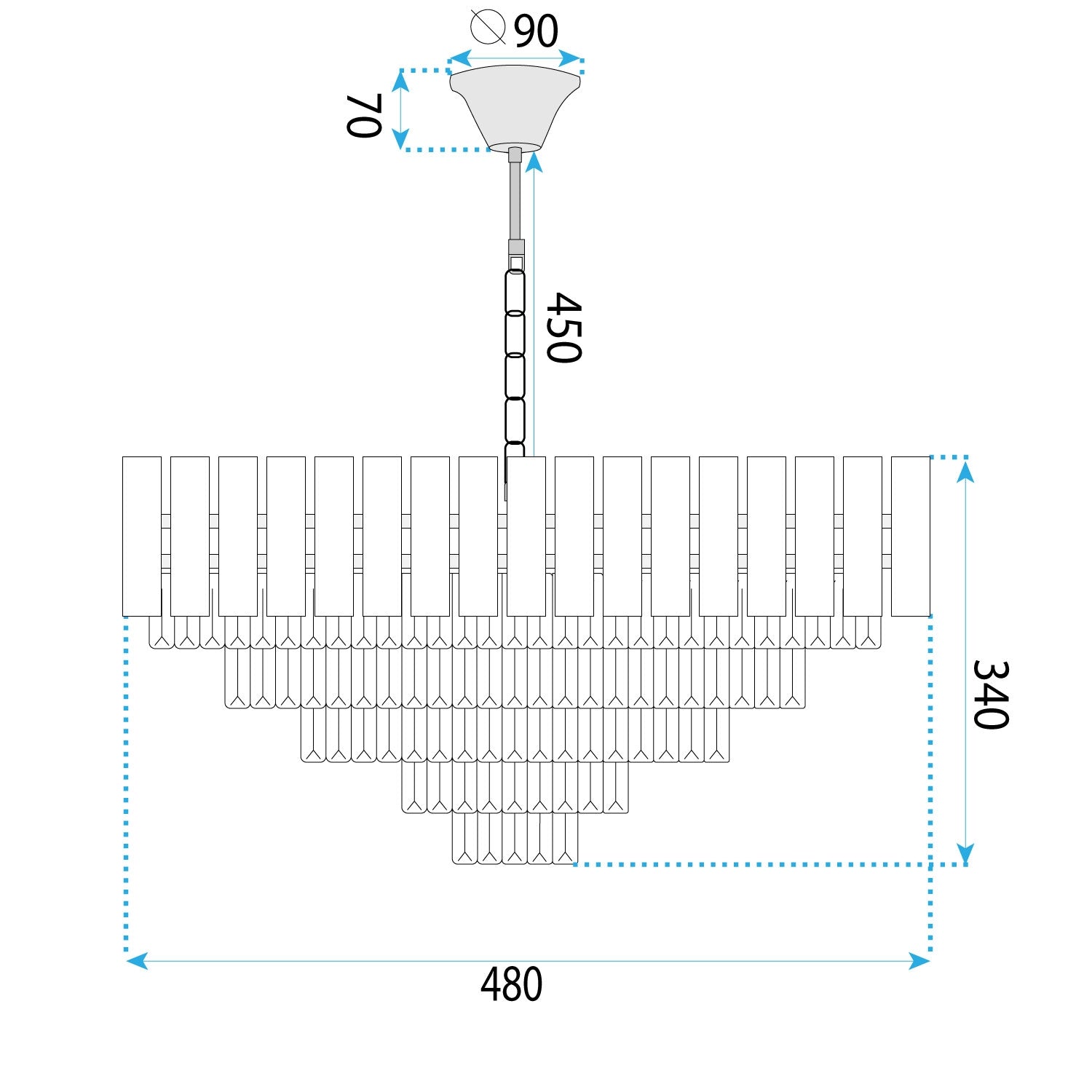 Lampa Wisząca Z Kryształami G056-cp 50cm Złota  8