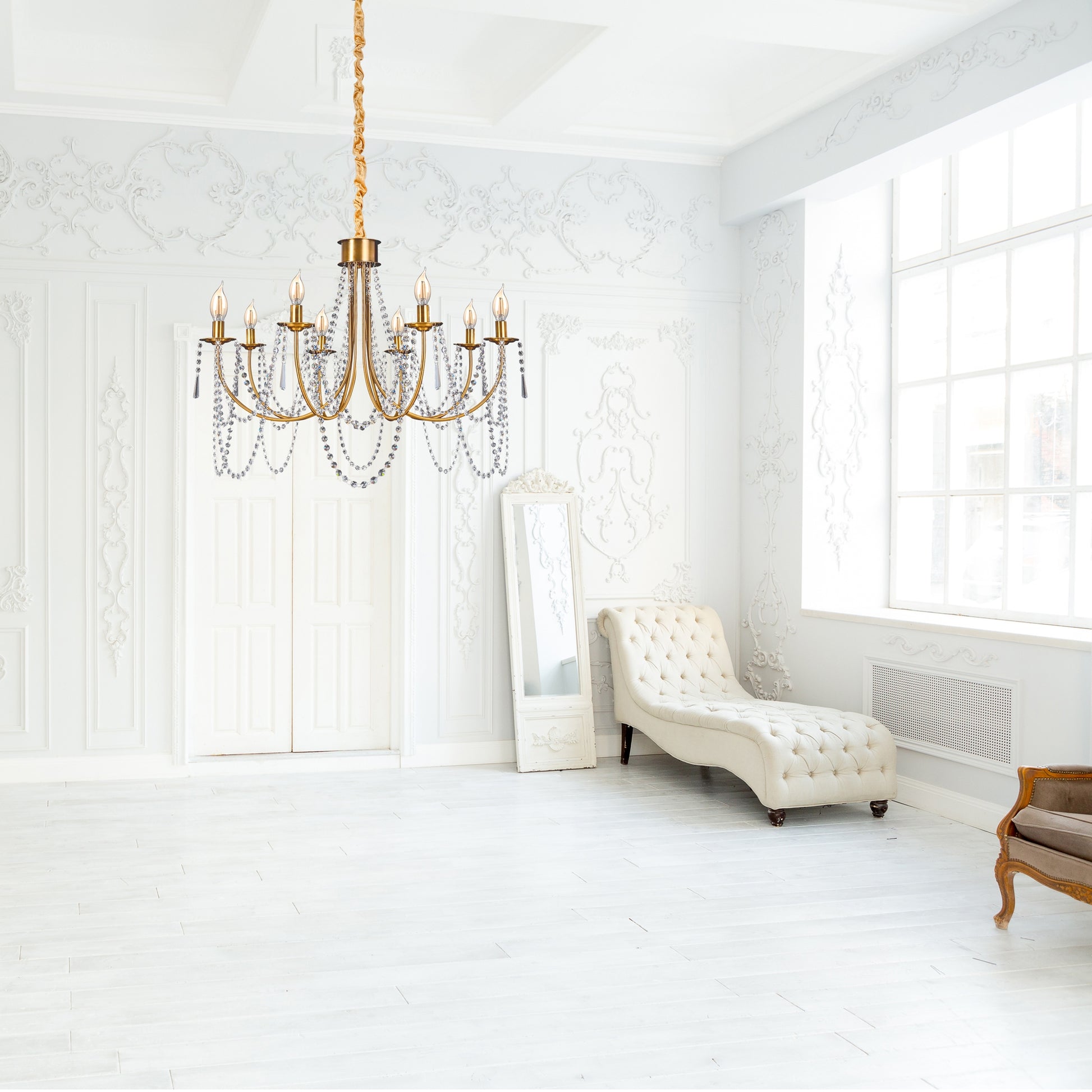 Lampa Kryształowa Żyrandol APP766-8CP Złota  10