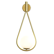 Kinkiet Ścienny Kula Szklana G094-1w Złoty Biały  1