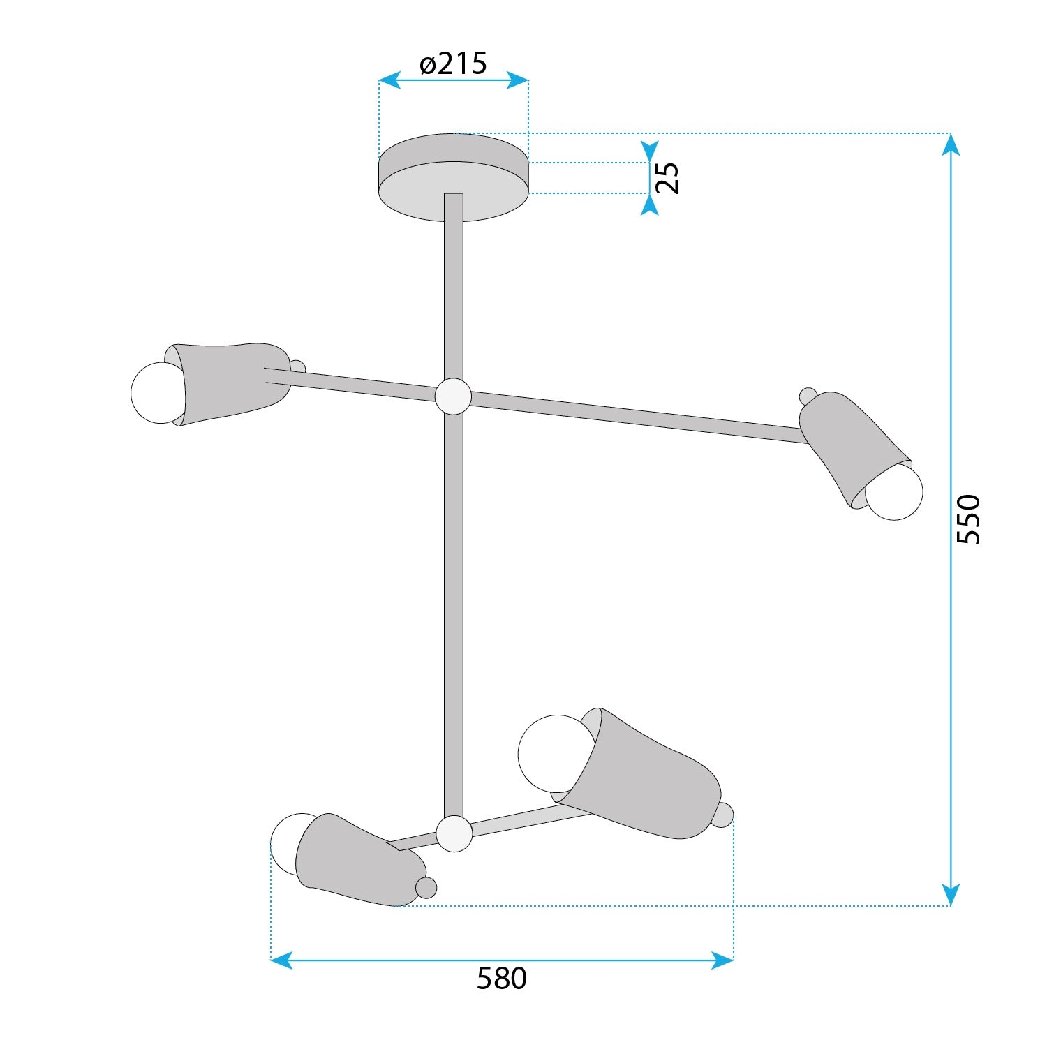 Lampa Wisząca 4-ramienna APP1708-4CP Czarna + Złoto  10
