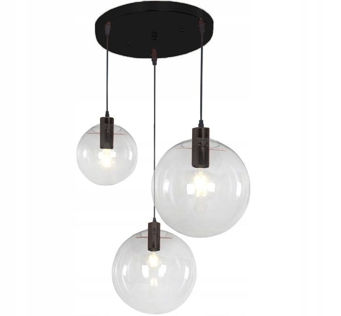 Lampa Sufitowa Wisząca Szklana Lassi 20+25+30 Cm APP309-3C Czarna  1