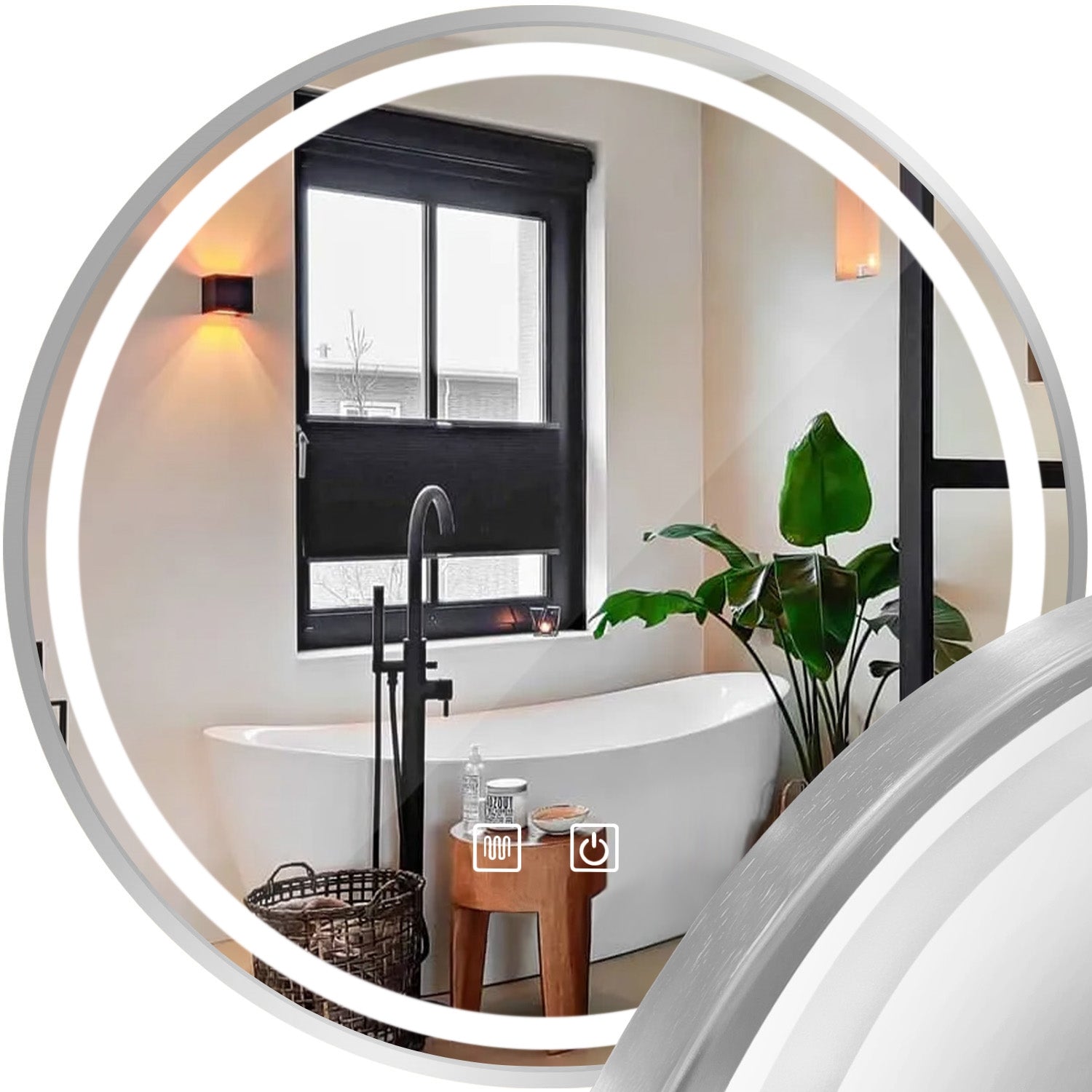 Lustro Ścienne Led 60cm Mmj Stal Szczotkowana  1