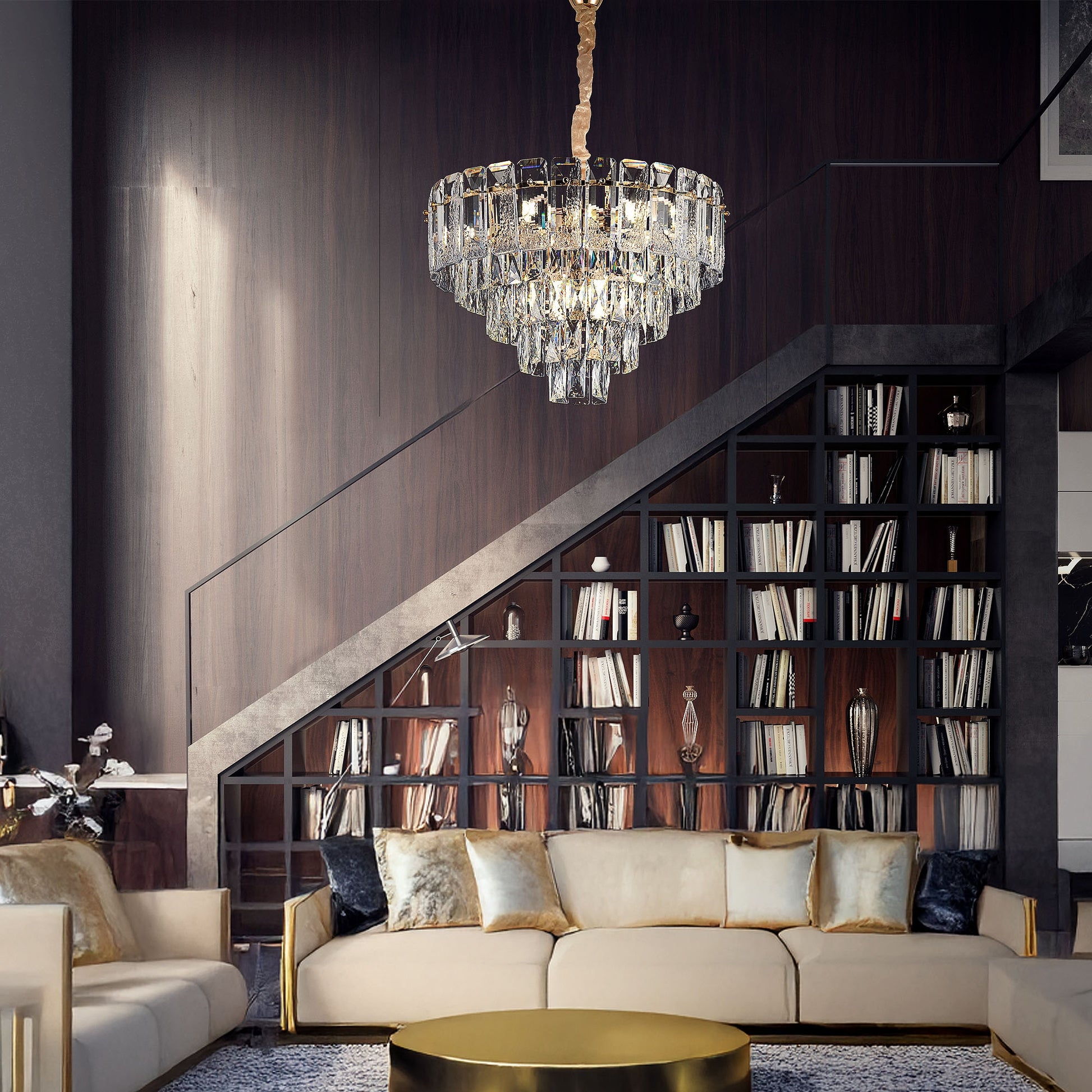 Lampa Wisząca Z Kryształami G056-cp 50cm Złota  4