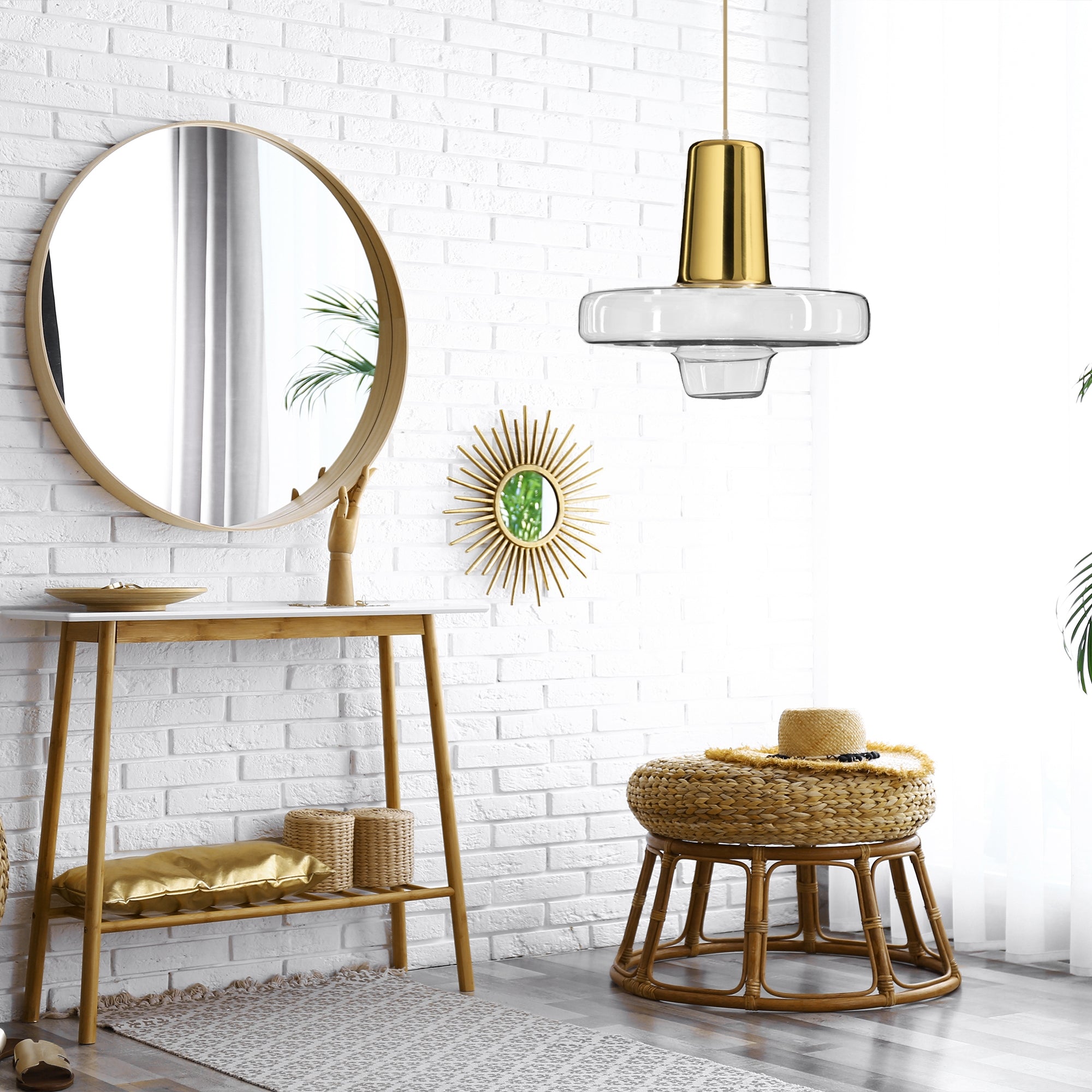 Lampa Wisząca Szklana Metalowa Led APP553-1CP Złota  4