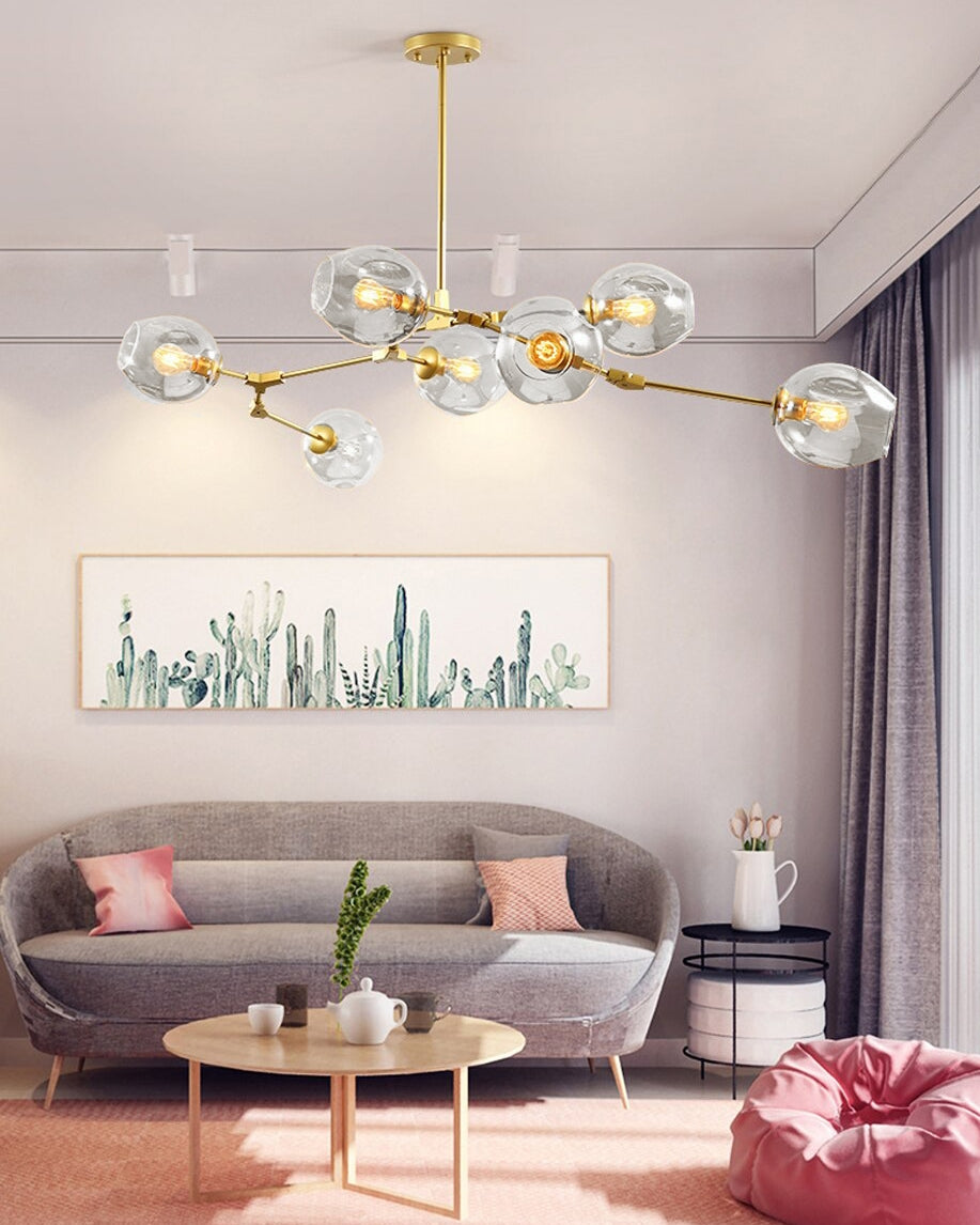 Lampa Wisząca Szklane Kule 7 Ramion APP507-7C Złota  2