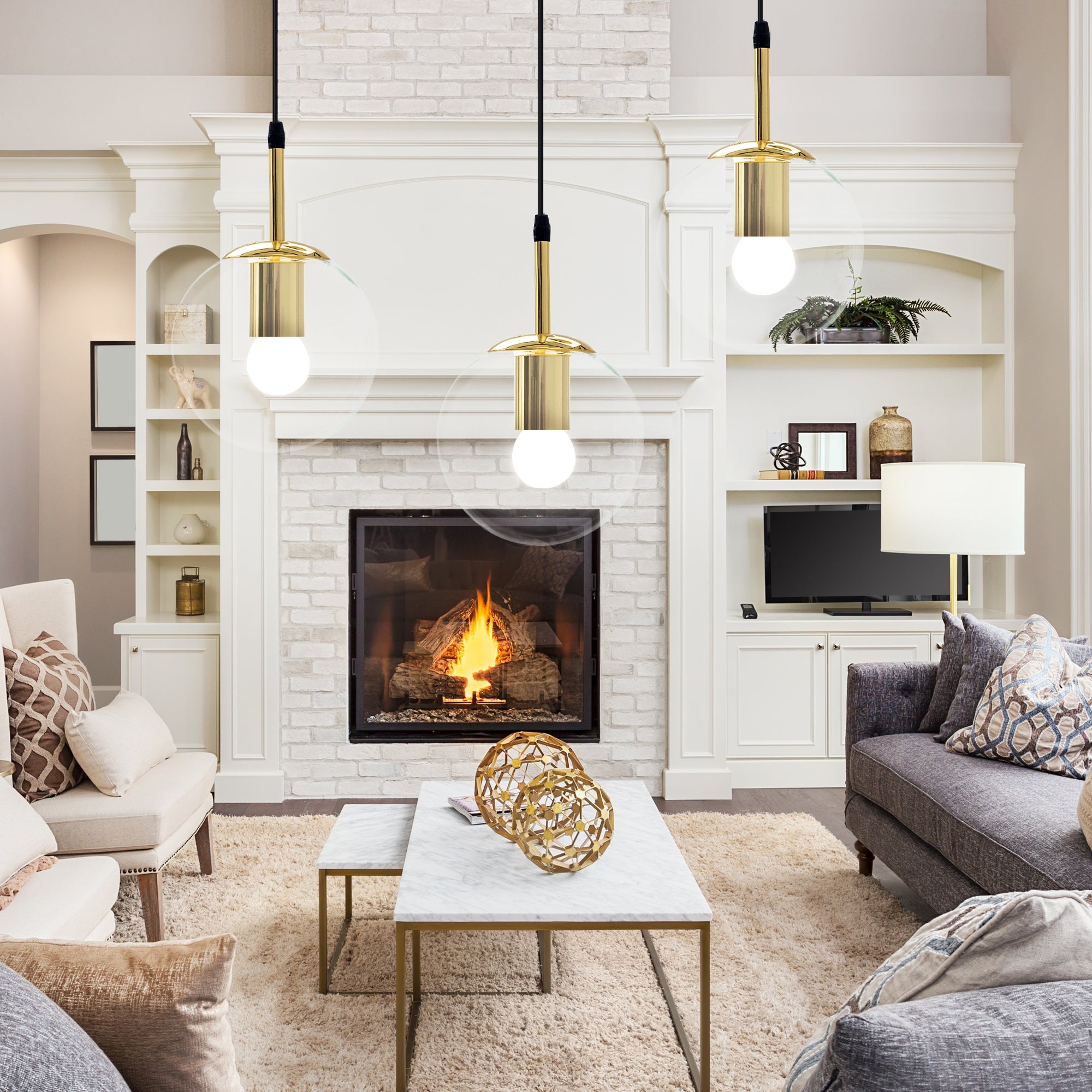 Lampa Sufitowa Wisząca Szklana Kula APP686-1CP Złota  3