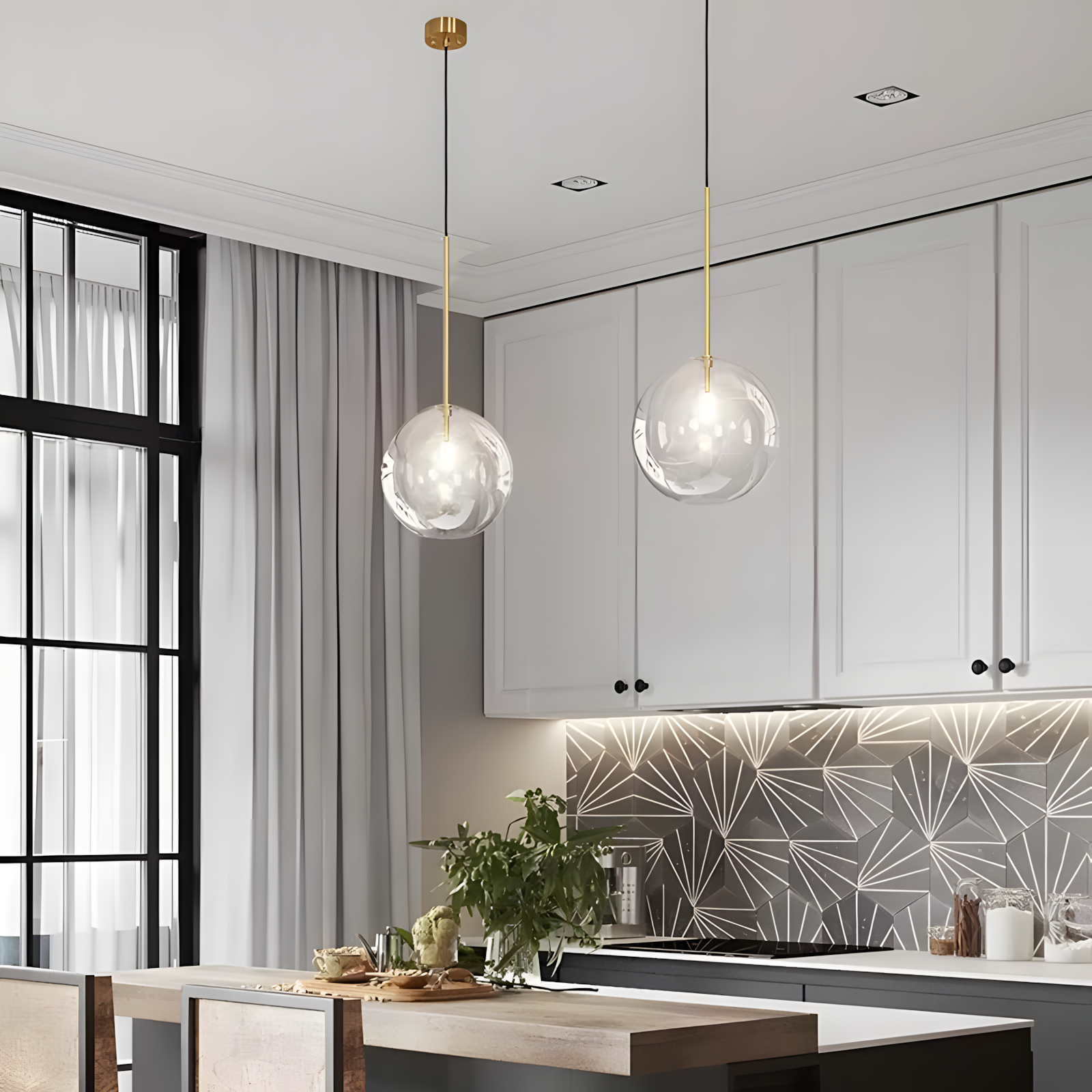 Lampa Sufitowa Wisząca Szklana Kula Złota 20cm APP1683-1CP  2