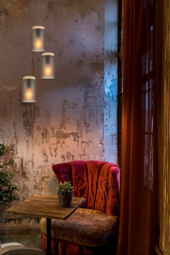 Lampa Sufitowa Wisząca APP1811-3CPR Frosted Grey  2