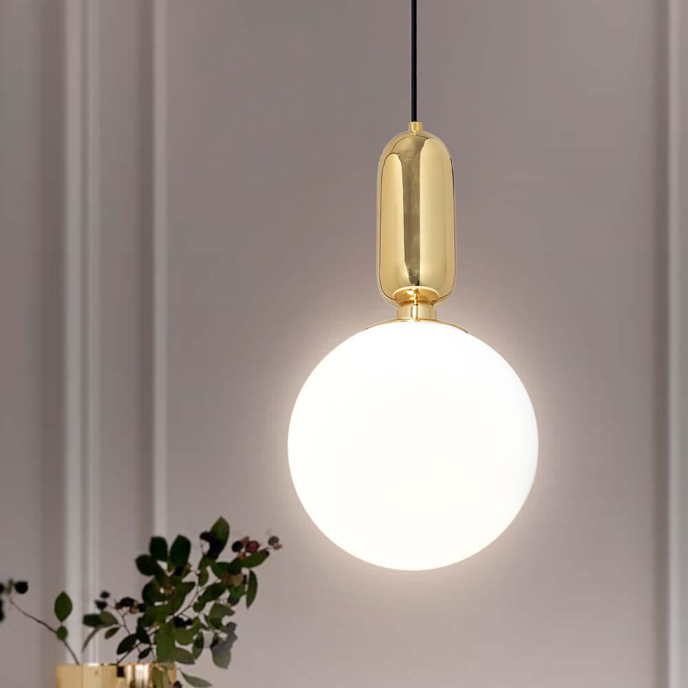 Lampa Sufitowa Wisząca Szklana Metalowa APP474-1CP Złota  2