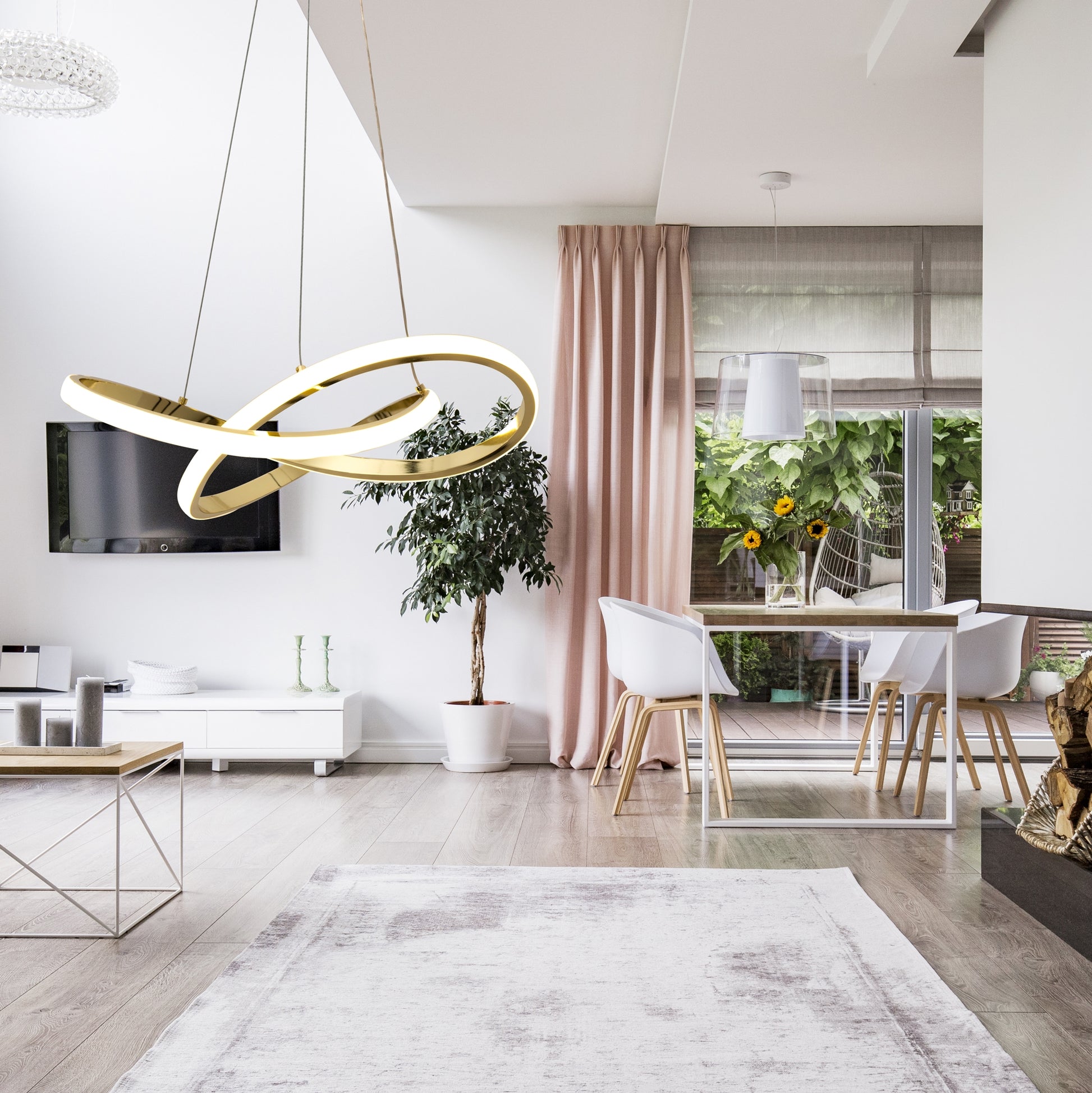 Lampa Sufitowa Wisząca Ring Nowoczesna Led + Pilot App390-cp Złota  4