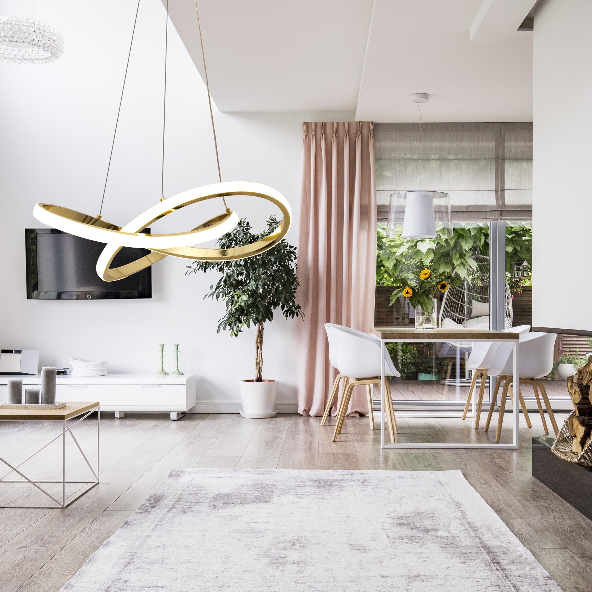 Lampa Sufitowa Wisząca Ring Nowoczesna Led + Pilot App390-cp Złota  4