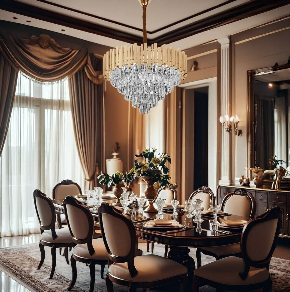 Lampa Wisząca Z Kryształami G053-cp 80cm Złota  2