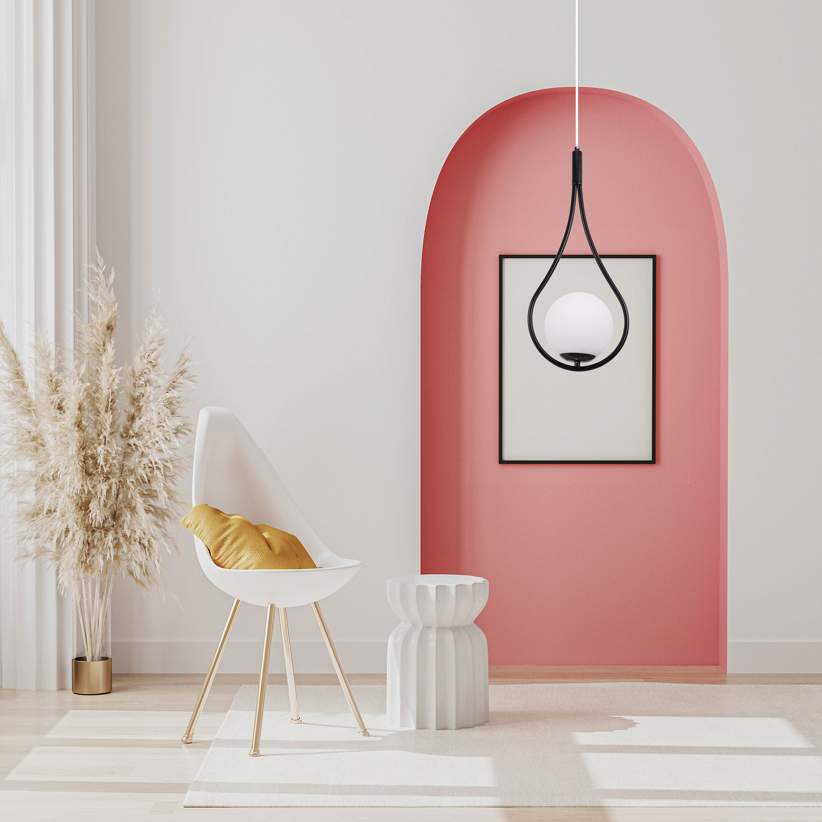 Lampa Wisząca Szklana Kula G111-1w Czarna E27  4