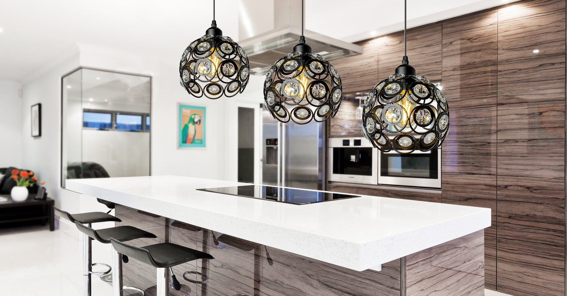 Lampa Wisząca Kula Kryształ APP209-3CPR  5