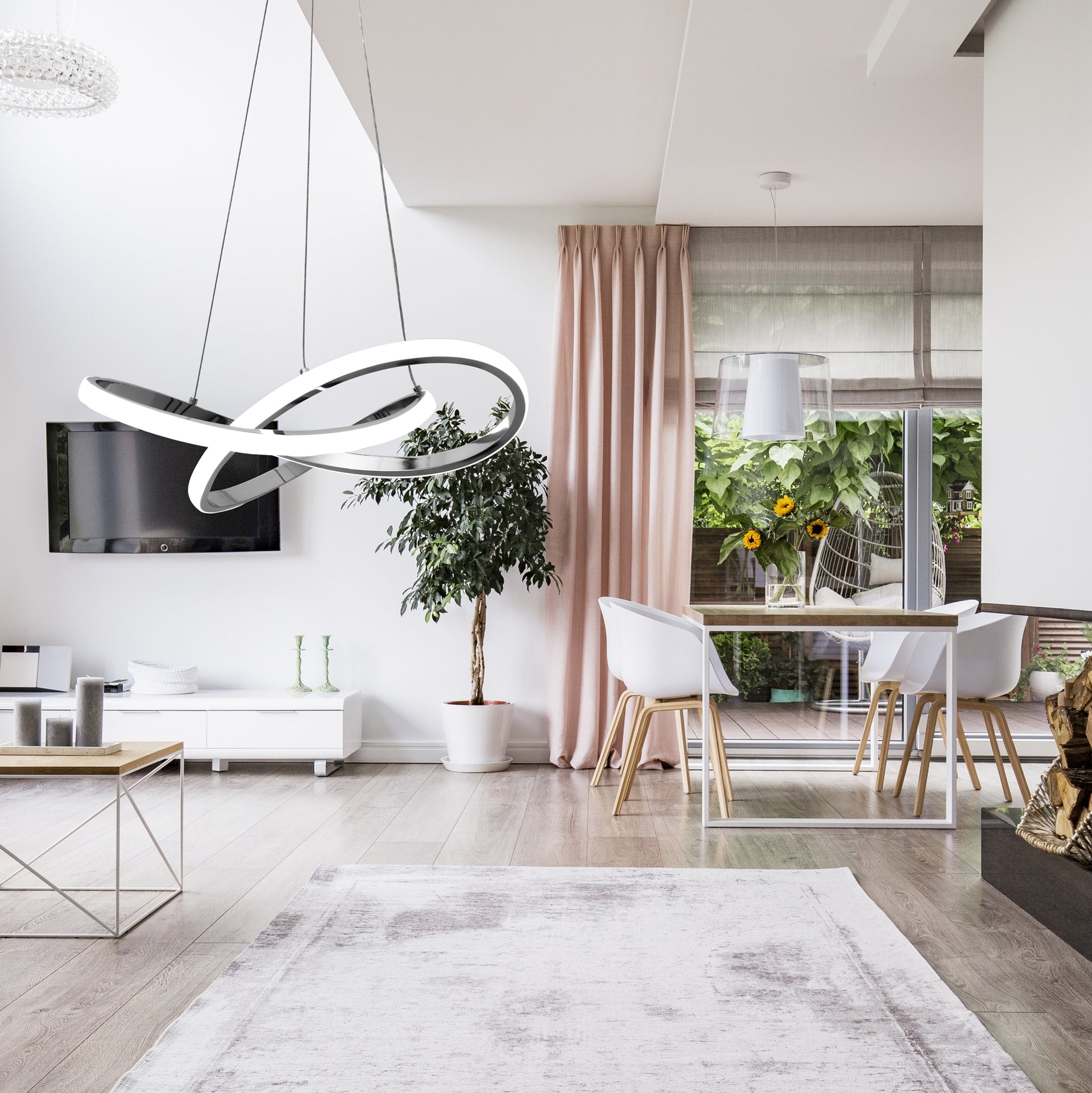 Lampa Sufitowa Wisząca Ring Nowoczesna Led + Pilot App389-cp Chrom  4