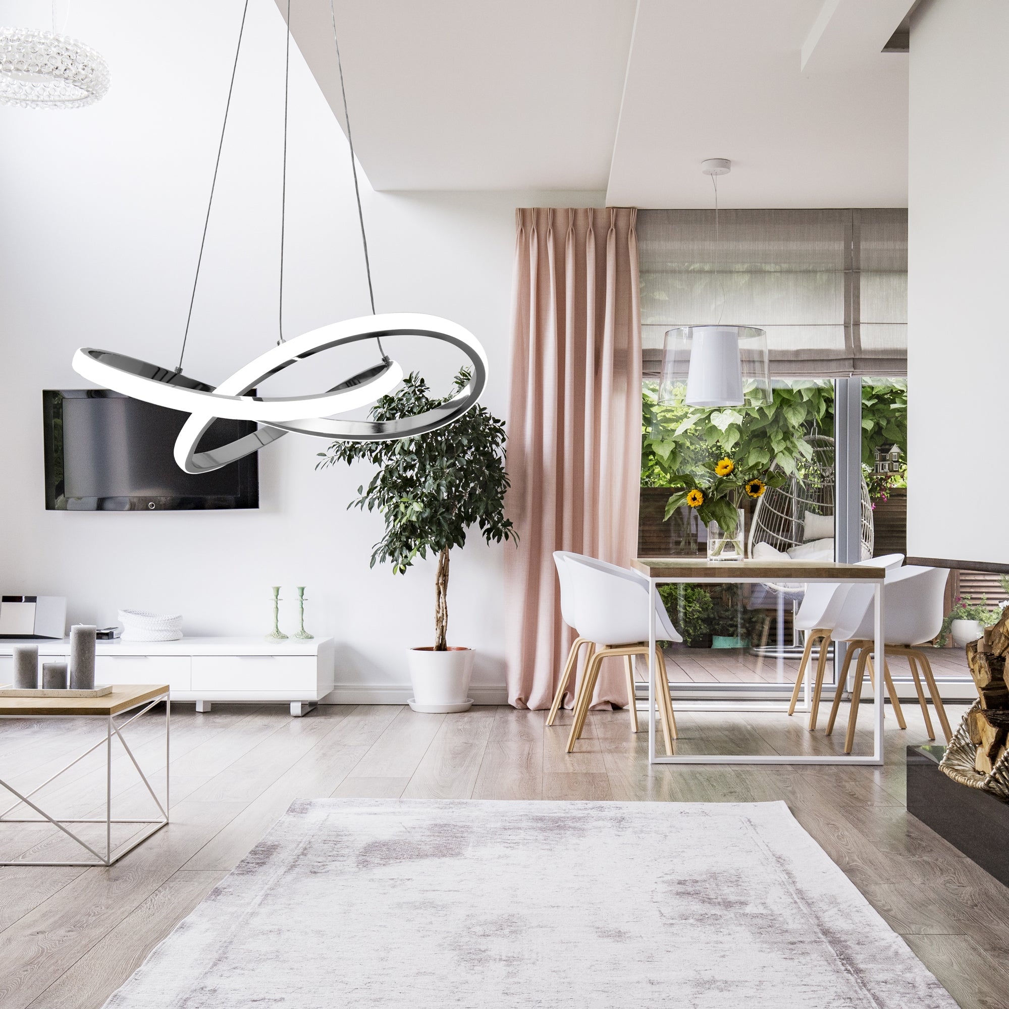 Lampa Sufitowa Wisząca Ring Nowoczesna Led + Pilot App389-cp Chrom  4