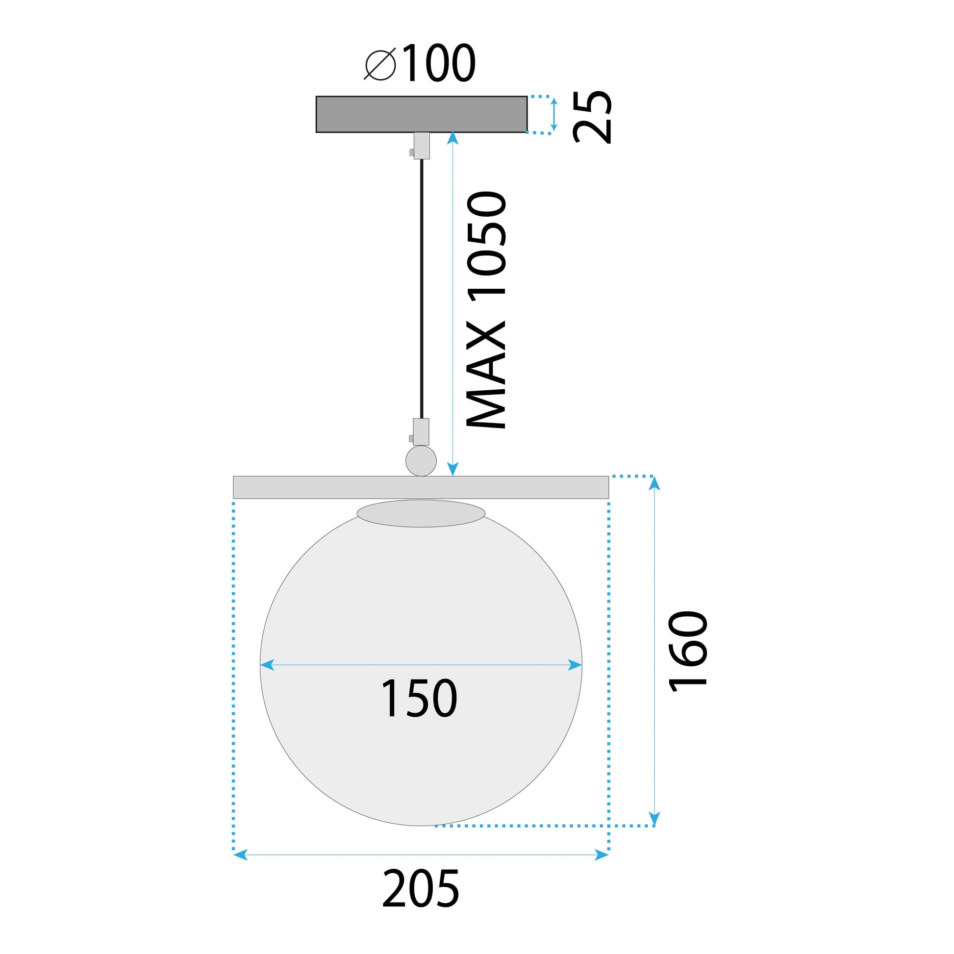 Złota Lampa Wisząca Biała Kula APP1667-1CP  6