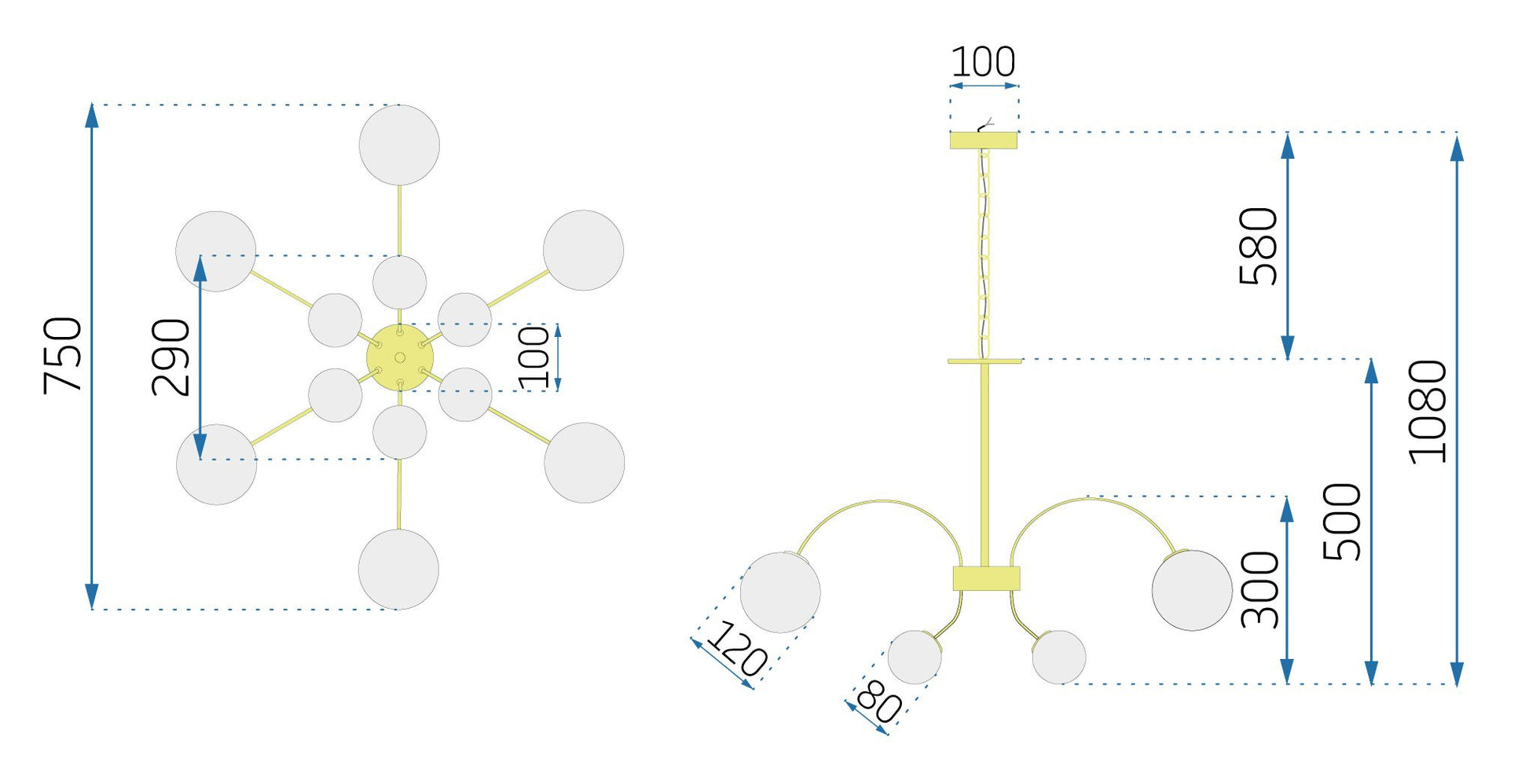 Lampa Sufitowa Glamour APP962-12CP Złota  7