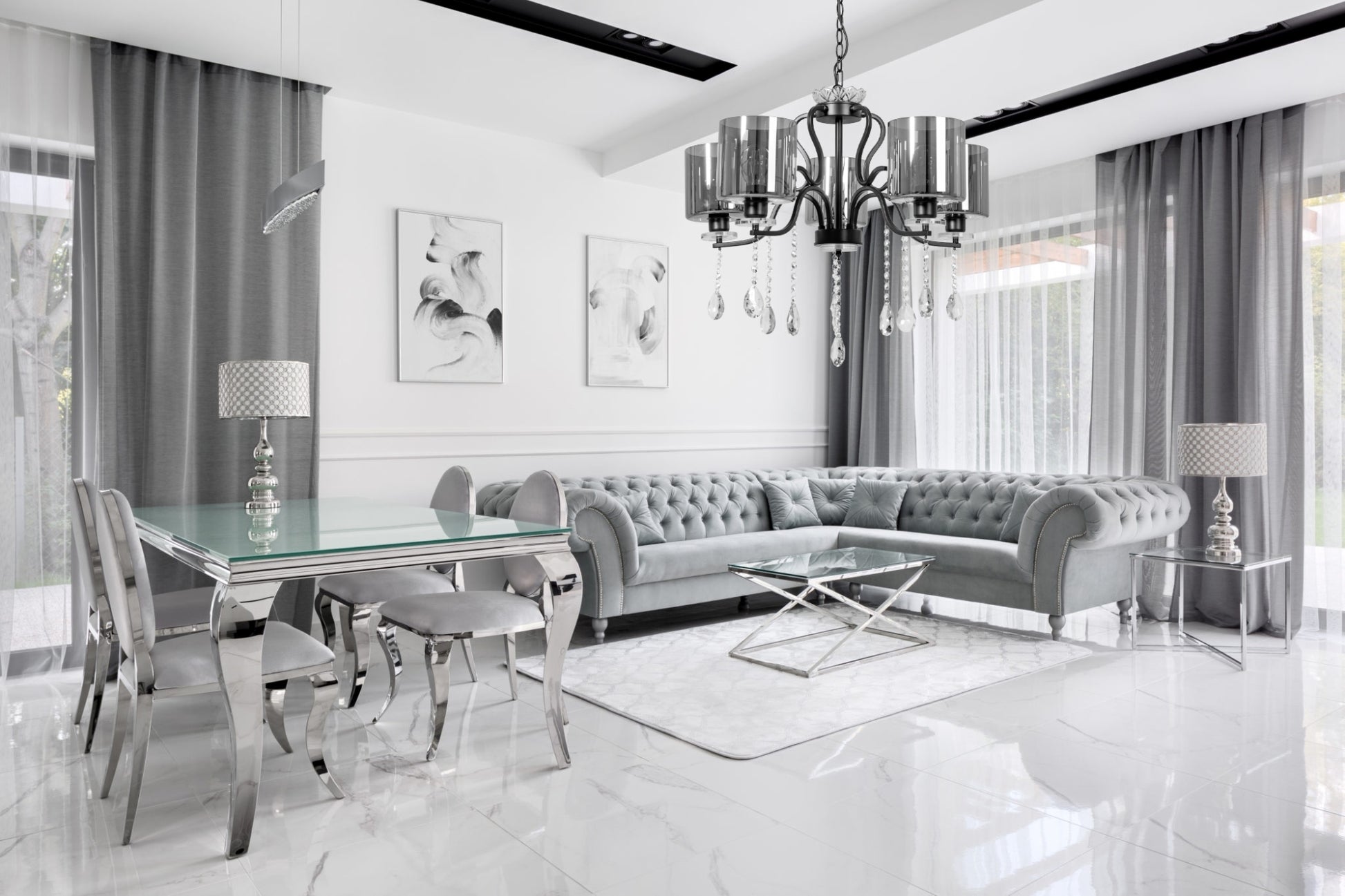 Lampa Wisząca Z Kryształami APP958-5CP  8